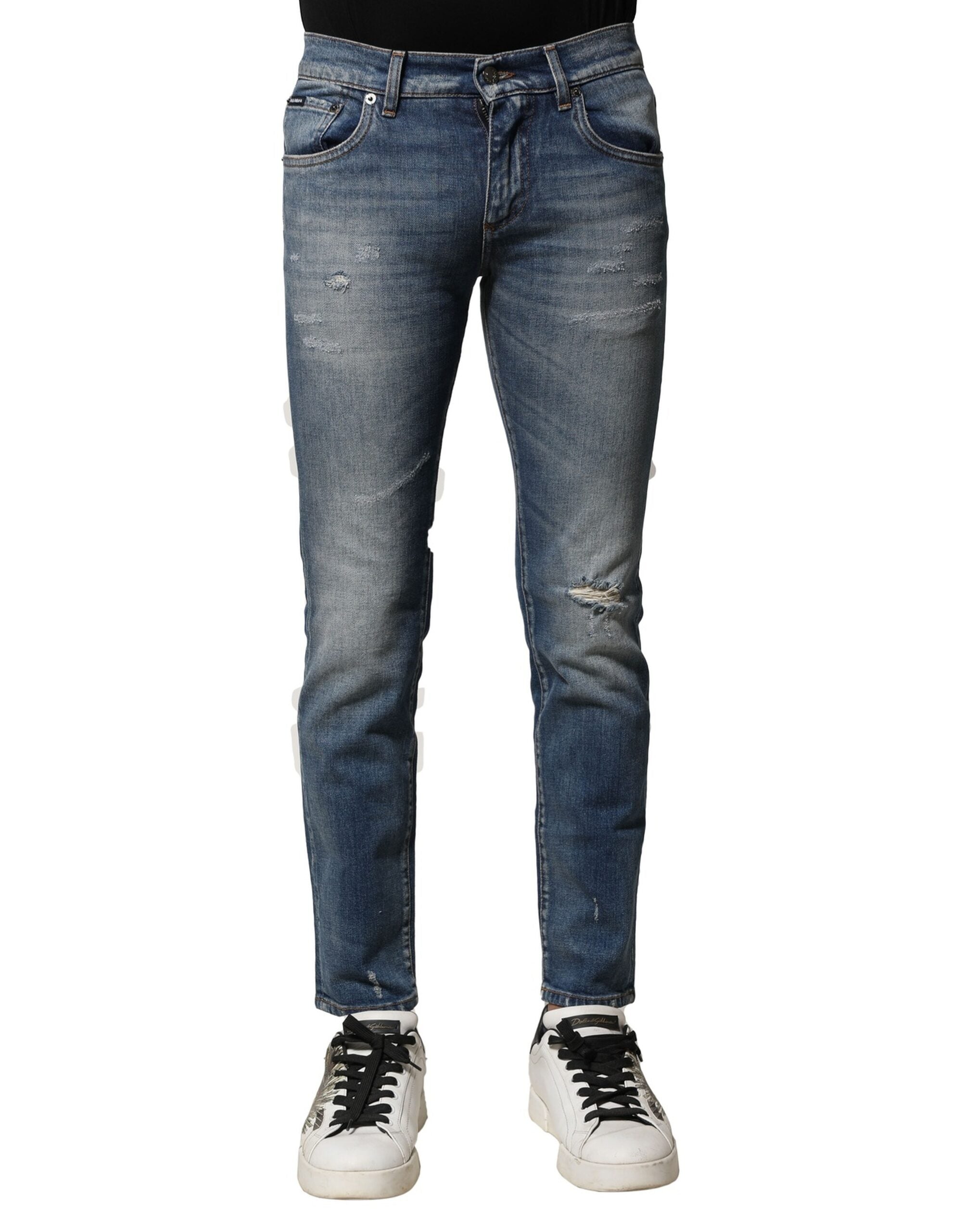 Dolce & Gabbana Blue Washed Cotton Slim Fit Men's Denim Jeans