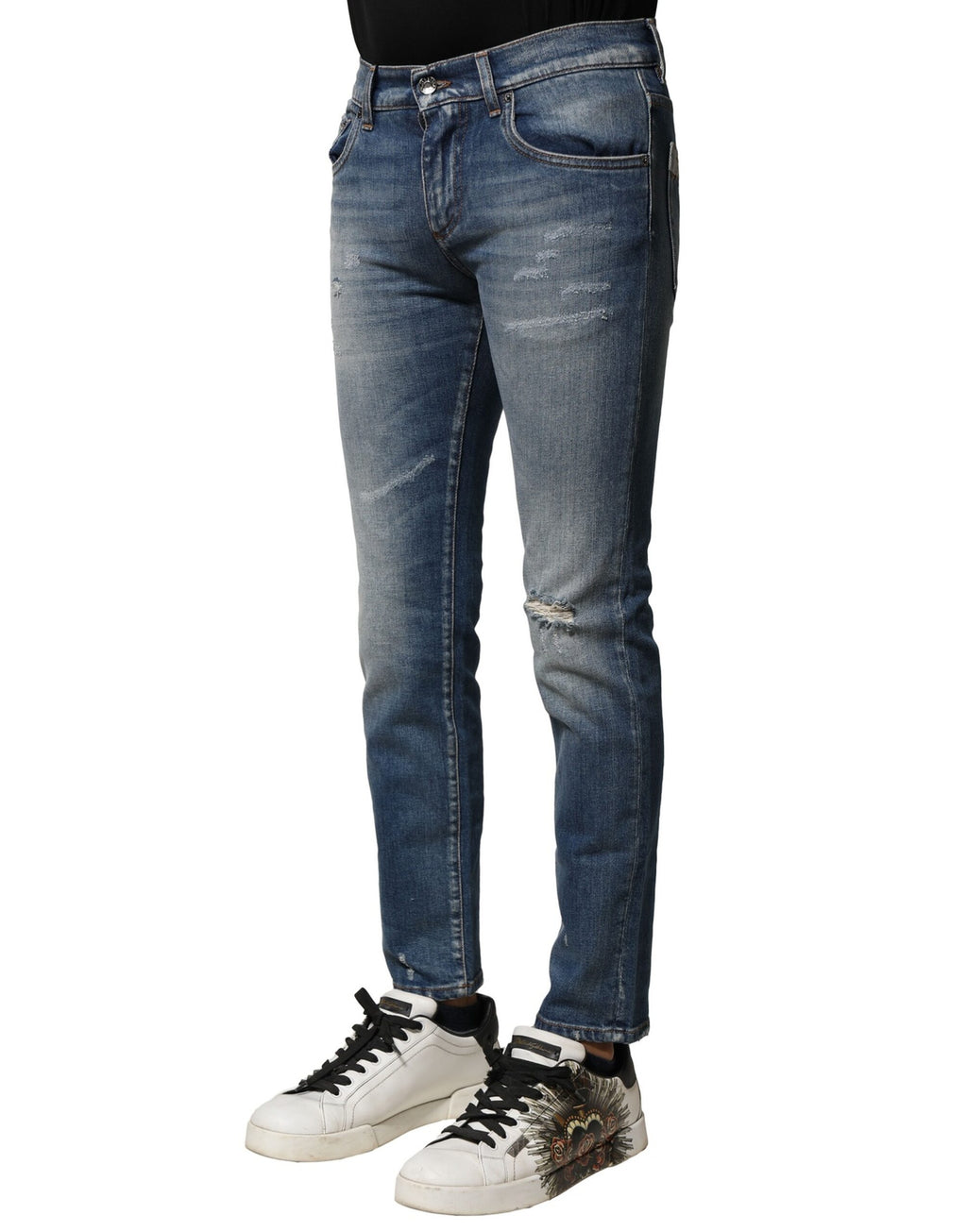 Dolce & Gabbana Blue Washed Cotton Slim Fit Men's Denim Jeans