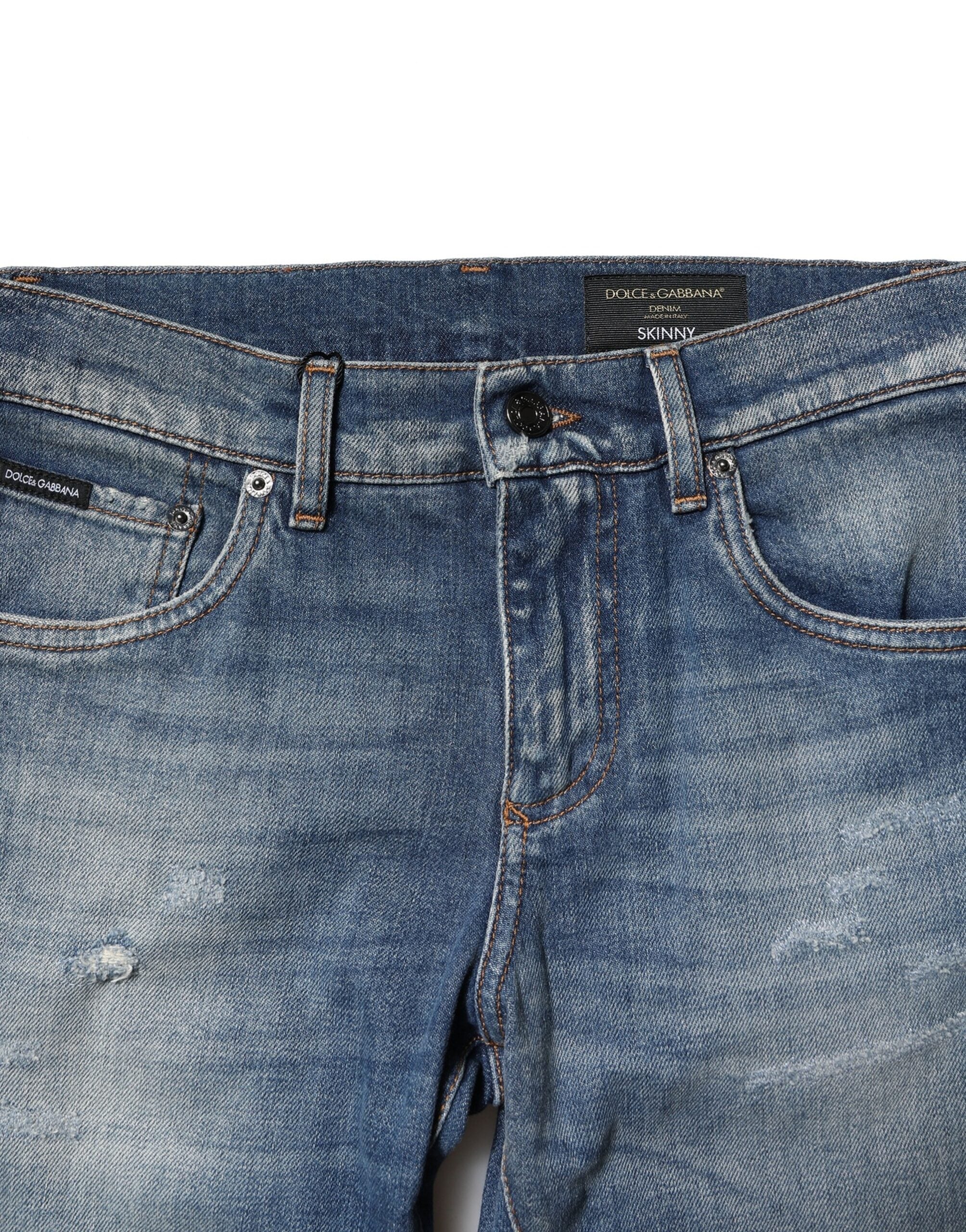 Dolce & Gabbana Blue Washed Cotton Slim Fit Men's Denim Jeans
