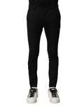 Dolce & Gabbana Schwarze Wolle Herren Skinny Mid Waist Hose
