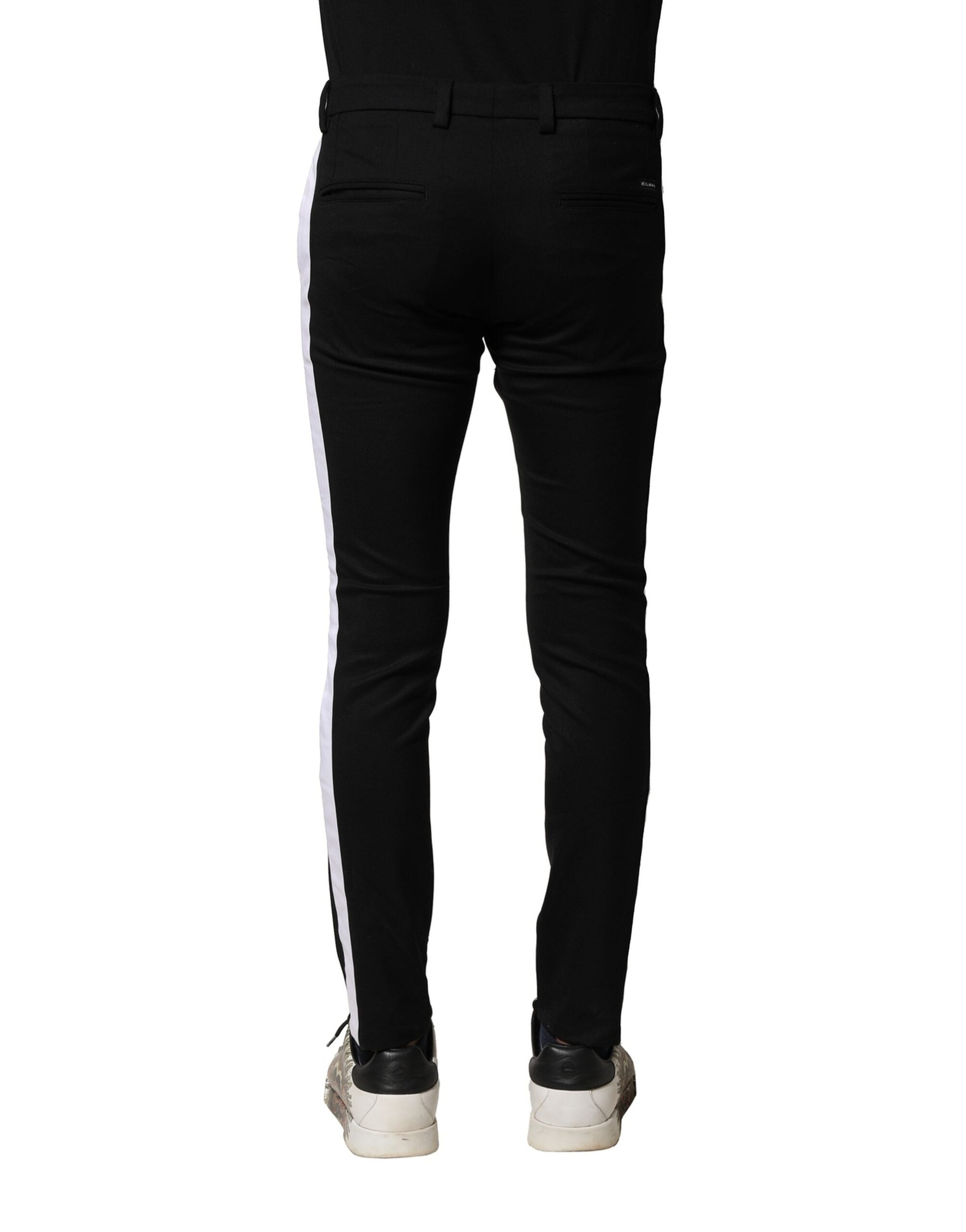 Dolce & Gabbana Schwarze Wolle Herren Skinny Mid Waist Hose