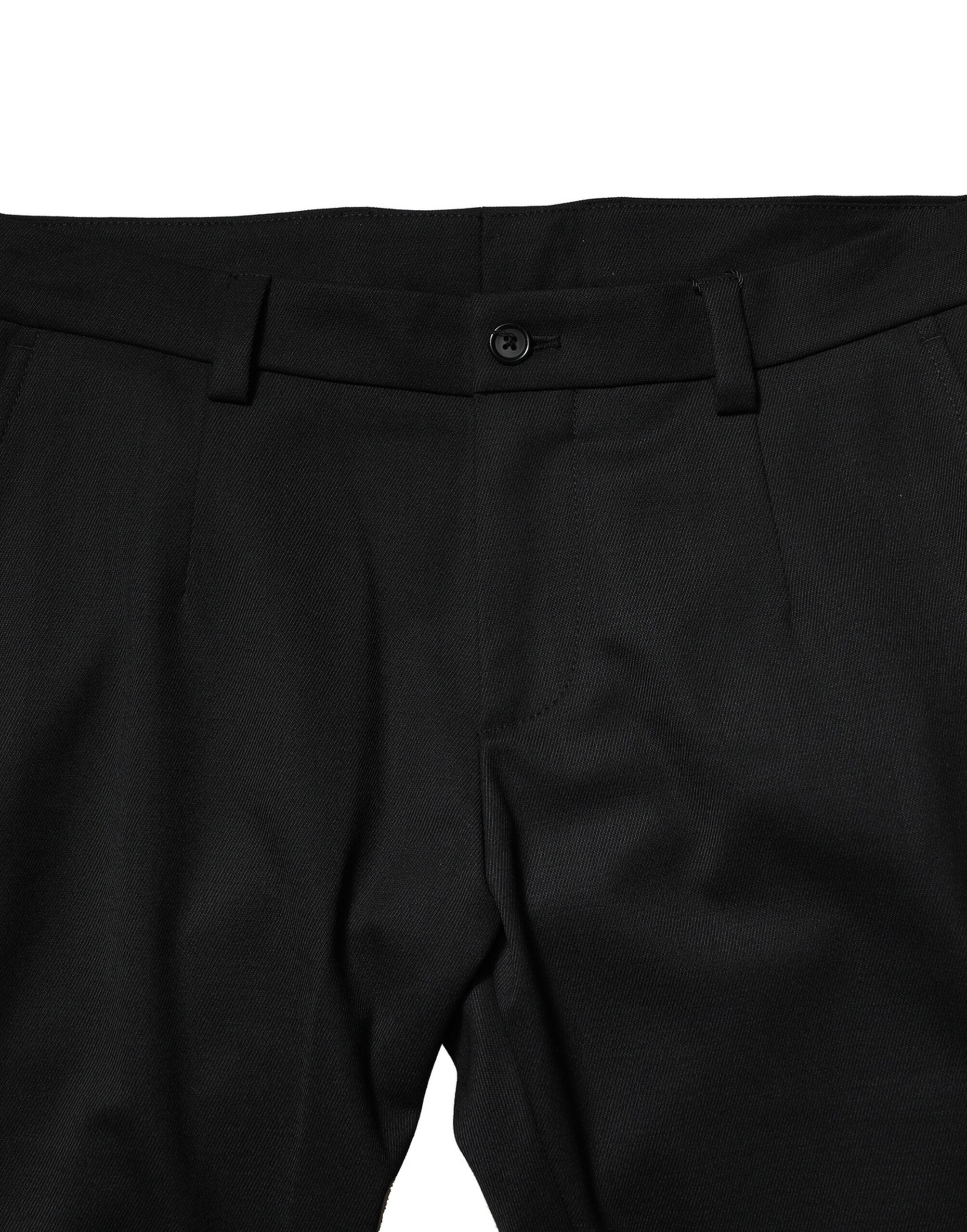 Dolce & Gabbana Schwarze Wolle Herren Skinny Mid Waist Hose