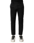 Dolce & Gabbana Schwarz-Grau Baumwolle Tapered Herrenhosen