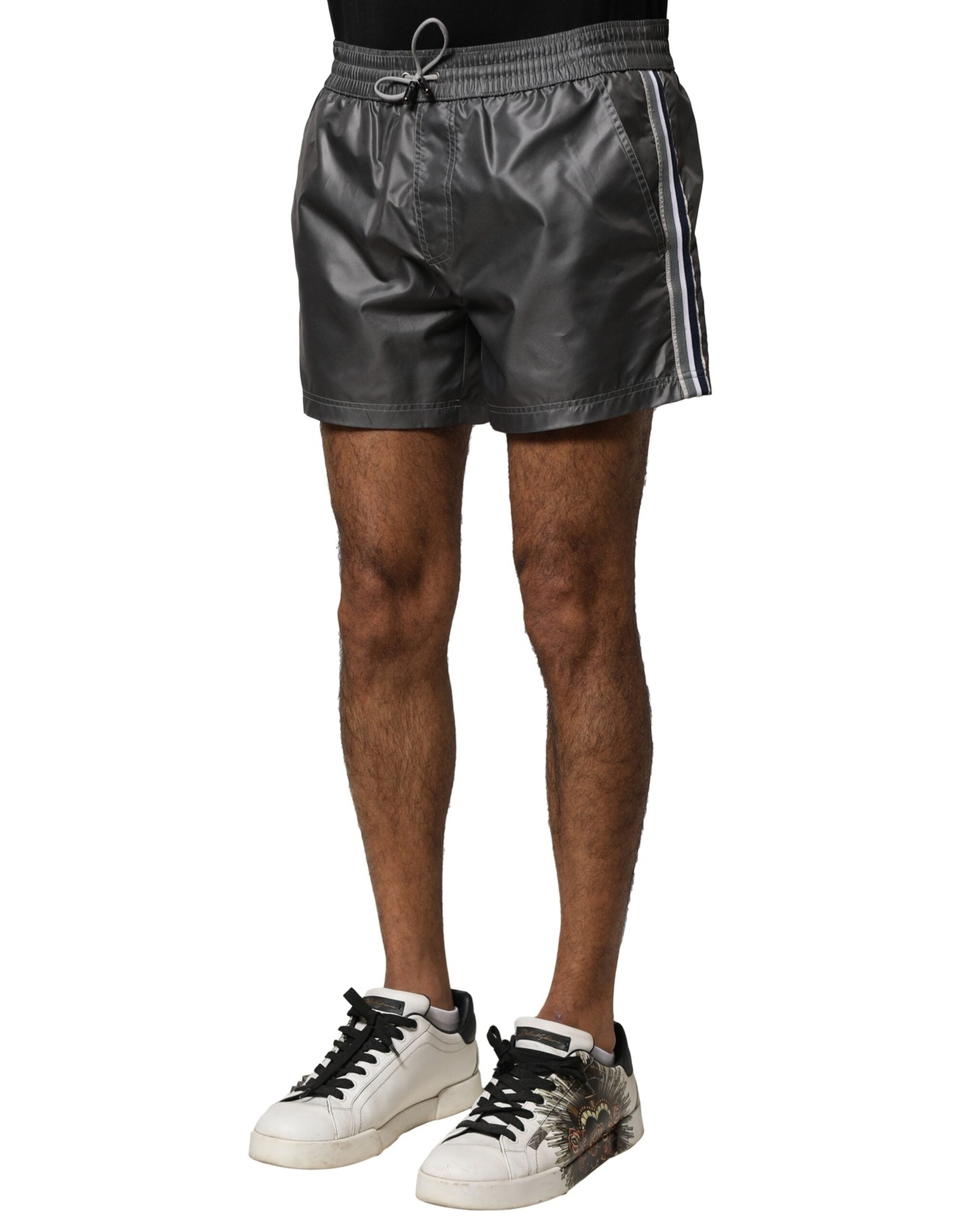 Dolce & Gabbana Gray Casual Mid-Rise Polyester Bermuda Shorts