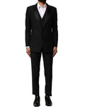 Dolce & Gabbana Schwarzer einreihiger Anzug aus Wolle (3 Teile)