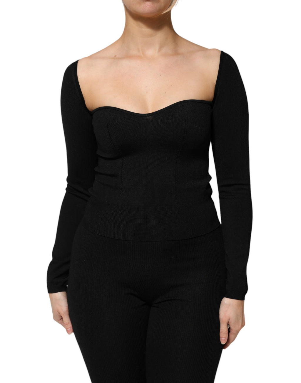 Dolce & Gabbana Schwarzer Viskose-Langarm-Pullover Bluse Top