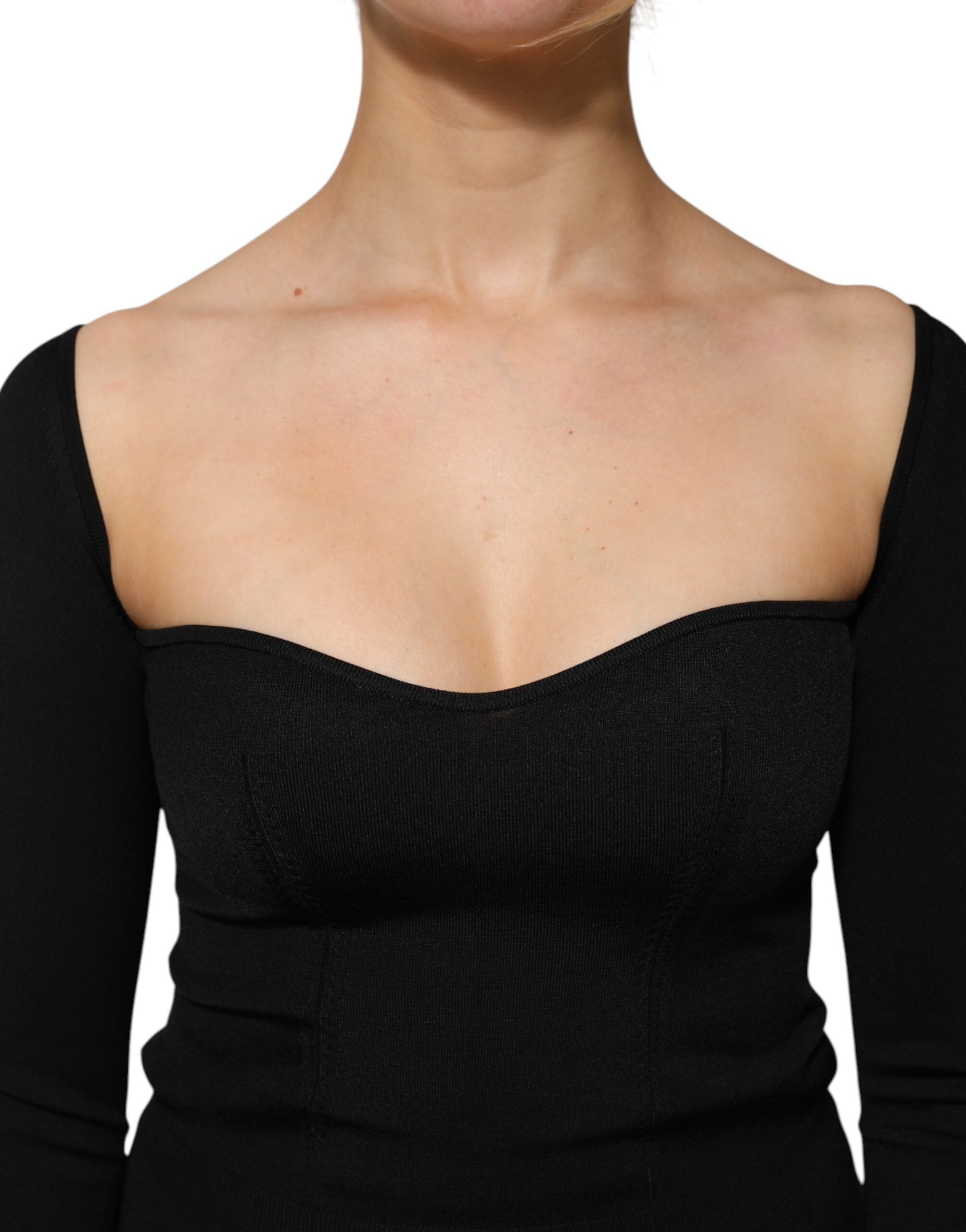 Dolce & Gabbana Schwarzer Viskose-Langarm-Pullover Bluse Top