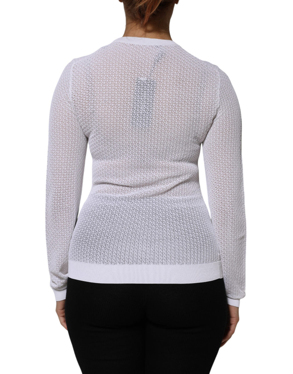 Dolce & Gabbana White Crew Neck Long Sleeve Top