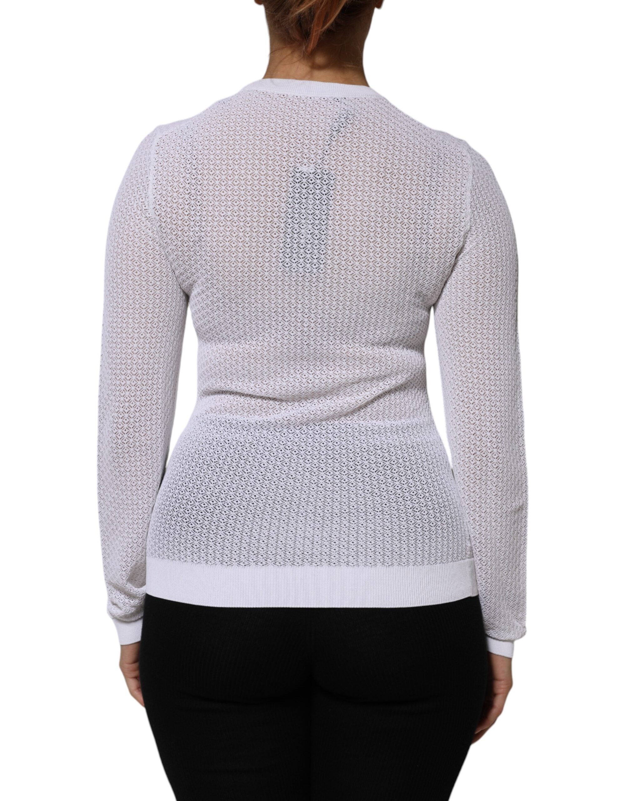 Dolce & Gabbana White Crew Neck Long Sleeve Top