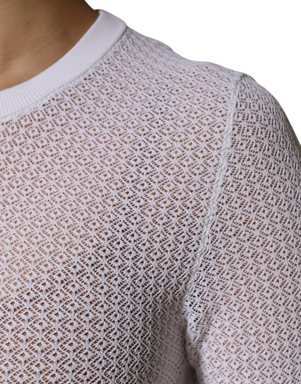Dolce & Gabbana White Crew Neck Long Sleeve Top