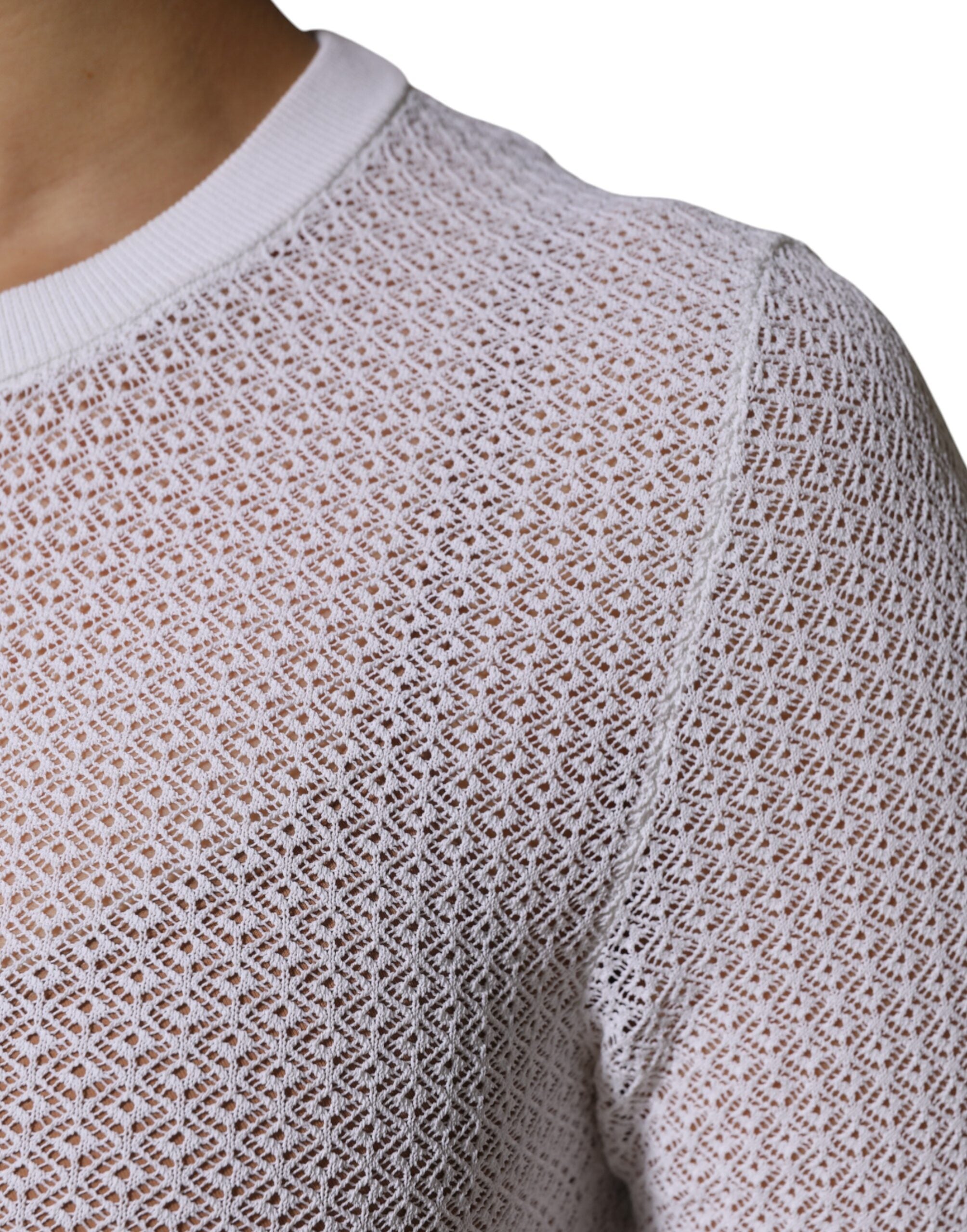 Dolce & Gabbana White Crew Neck Long Sleeve Top