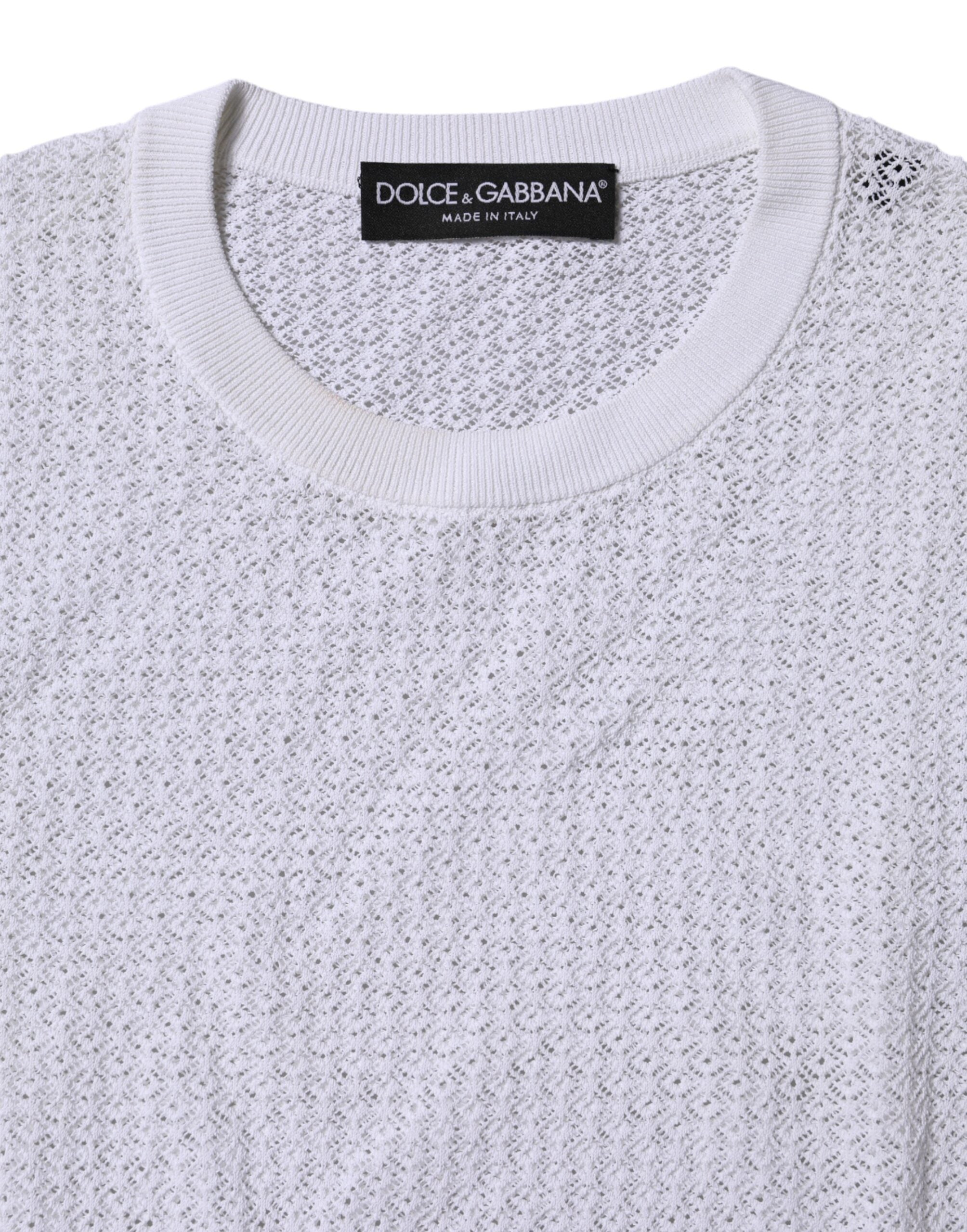 Dolce & Gabbana White Crew Neck Long Sleeve Top