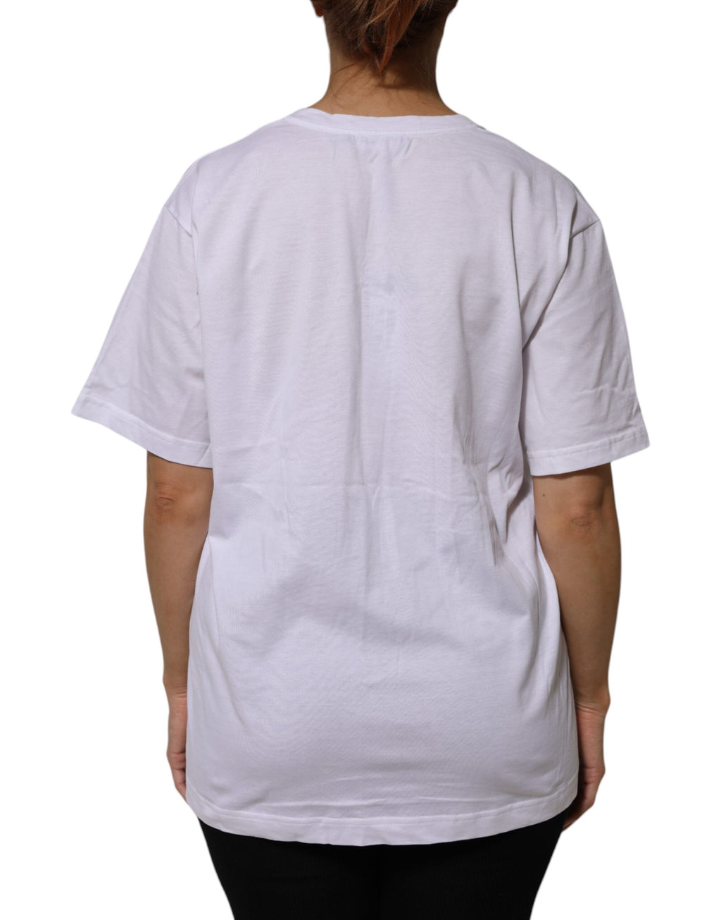 Dolce & Gabbana White Cotton Short-Sleeve V-Neck T-Shirt