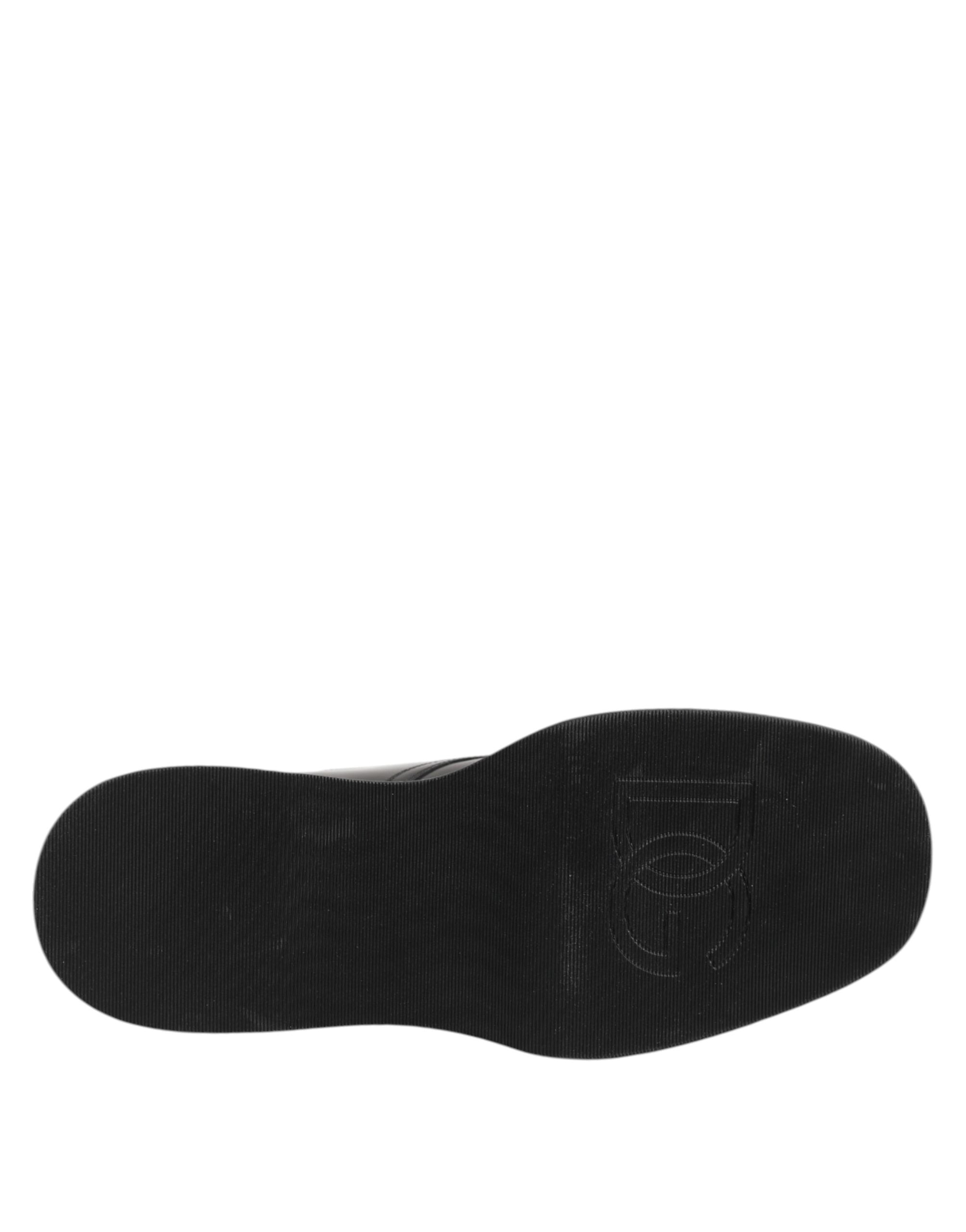 Dolce & Gabbana Schwarze Leder Logo-Stiefeletten Schnürschuhe