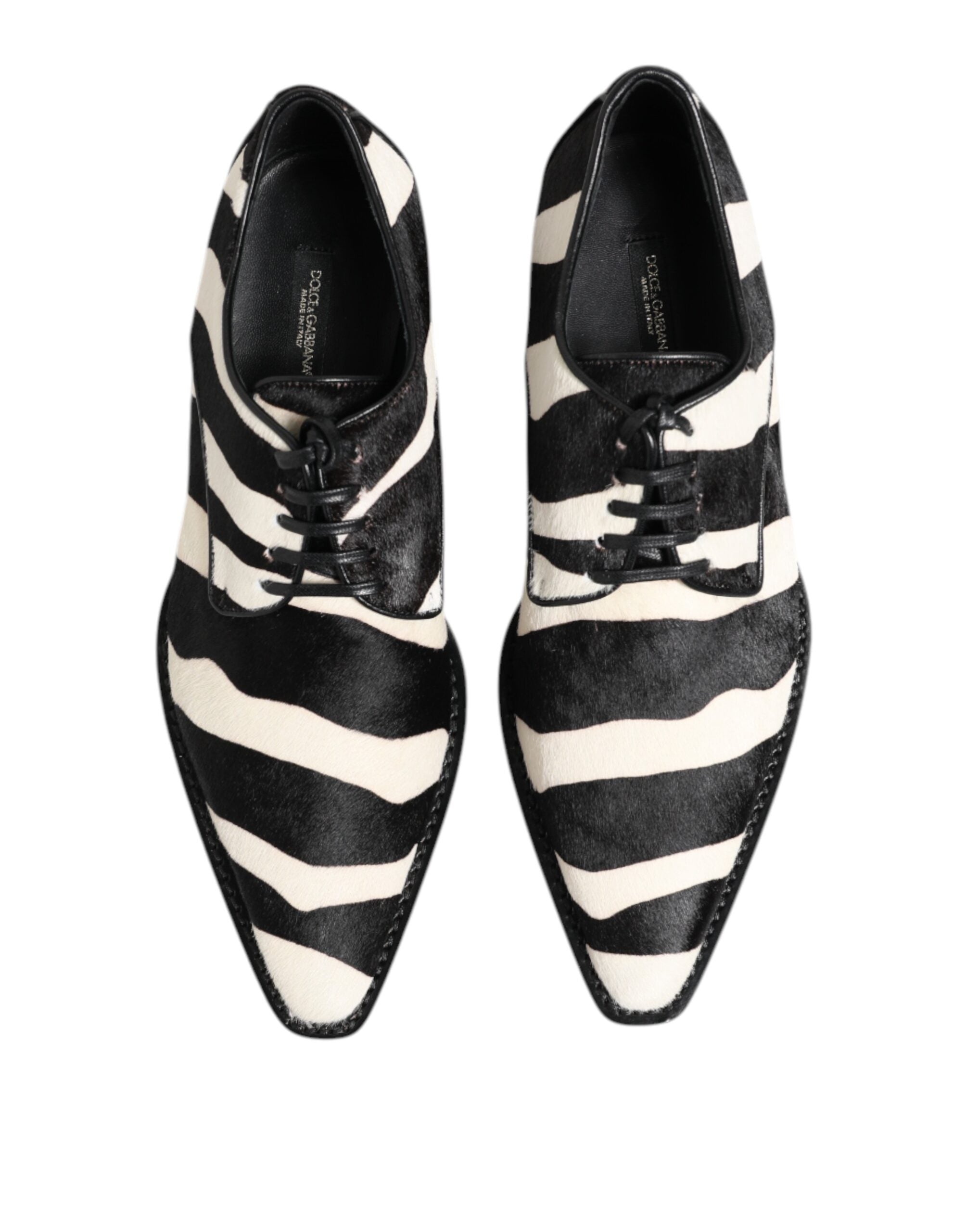 Dolce & Gabbana Black White Zebra Pony Hair Dress Shoes