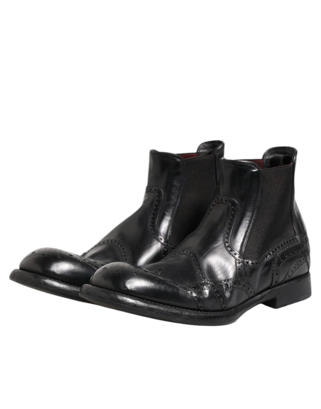 Dolce & Gabbana Schwarze Lederstiefeletten Slip On Schuhe