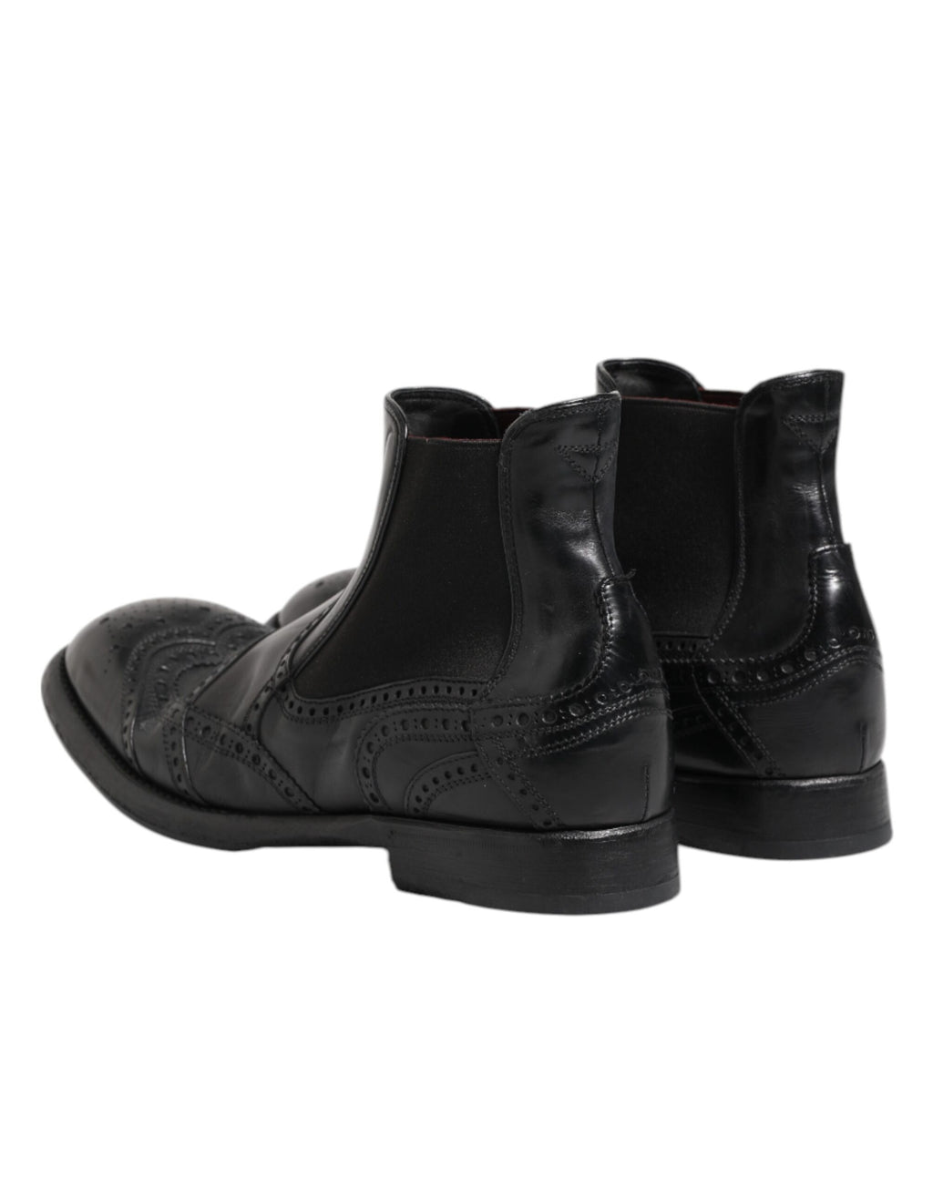 Dolce & Gabbana Schwarze Lederstiefeletten Slip On Schuhe