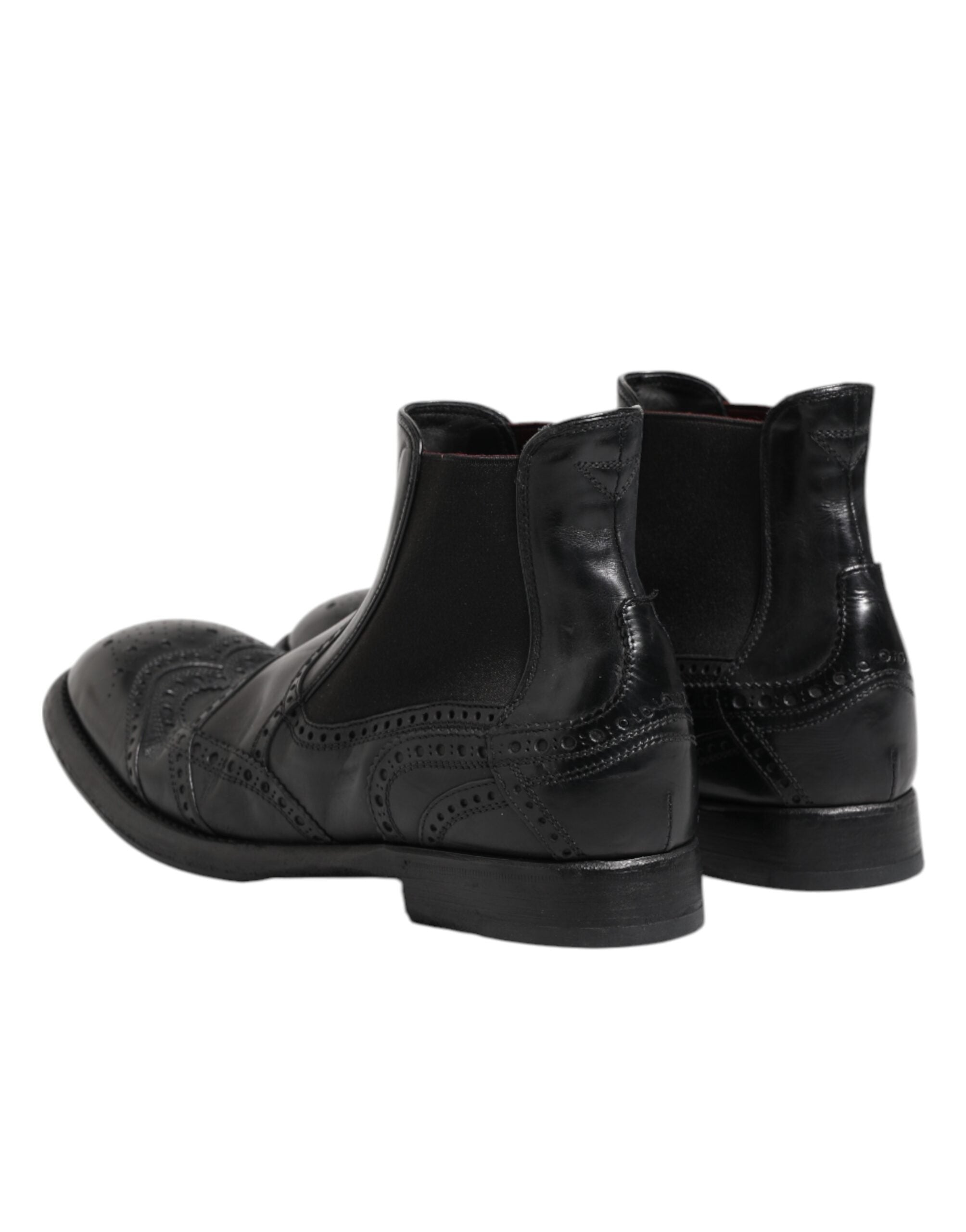 Dolce & Gabbana Schwarze Lederstiefeletten Slip On Schuhe