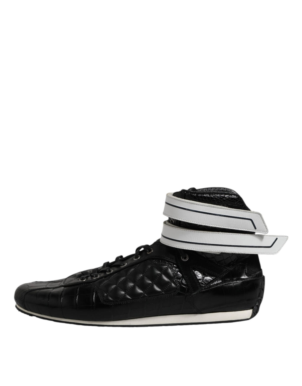Dolce & Gabbana Schwarze gesteppte Leder Schnürschuhe