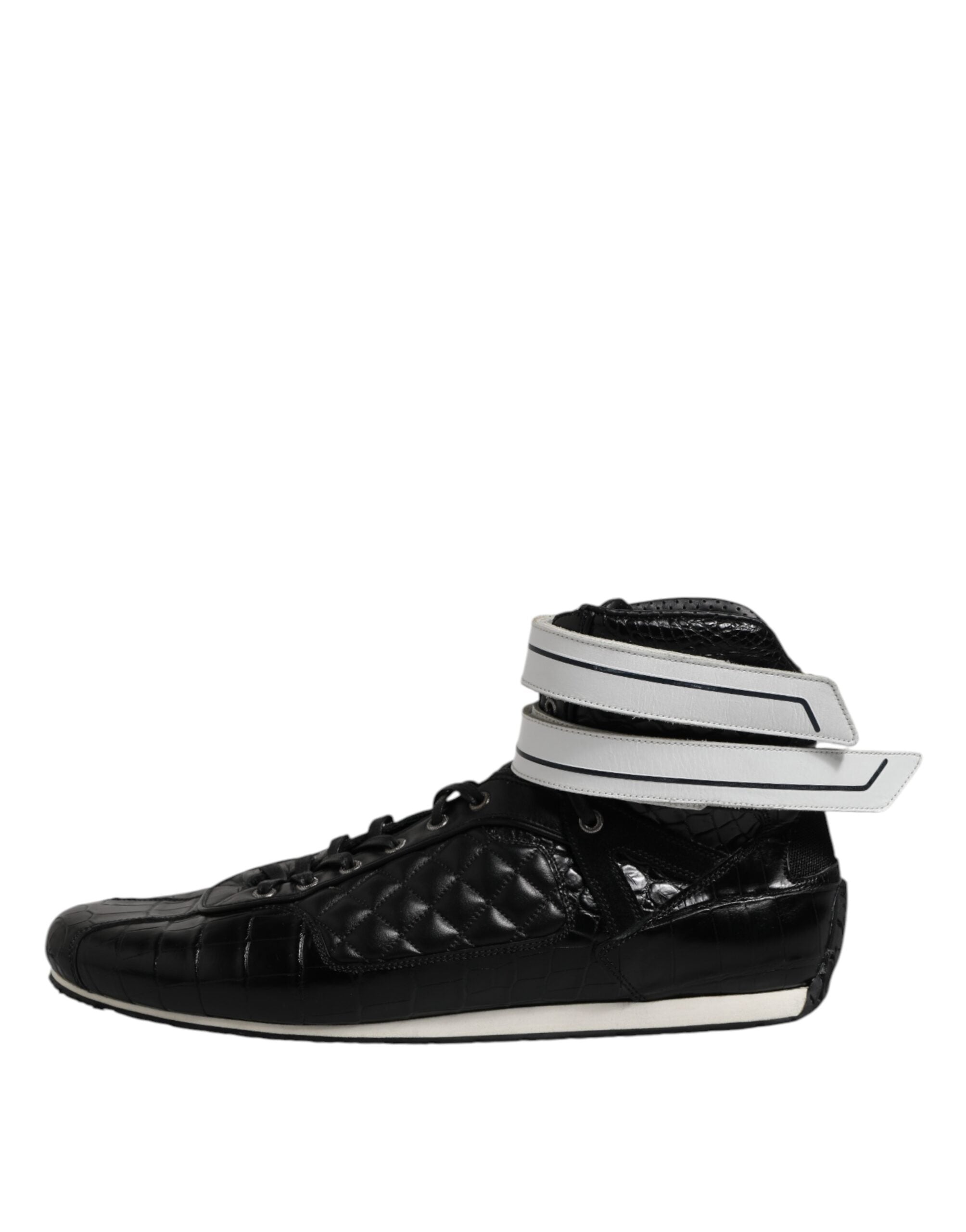 Dolce & Gabbana Schwarze gesteppte Leder Schnürschuhe