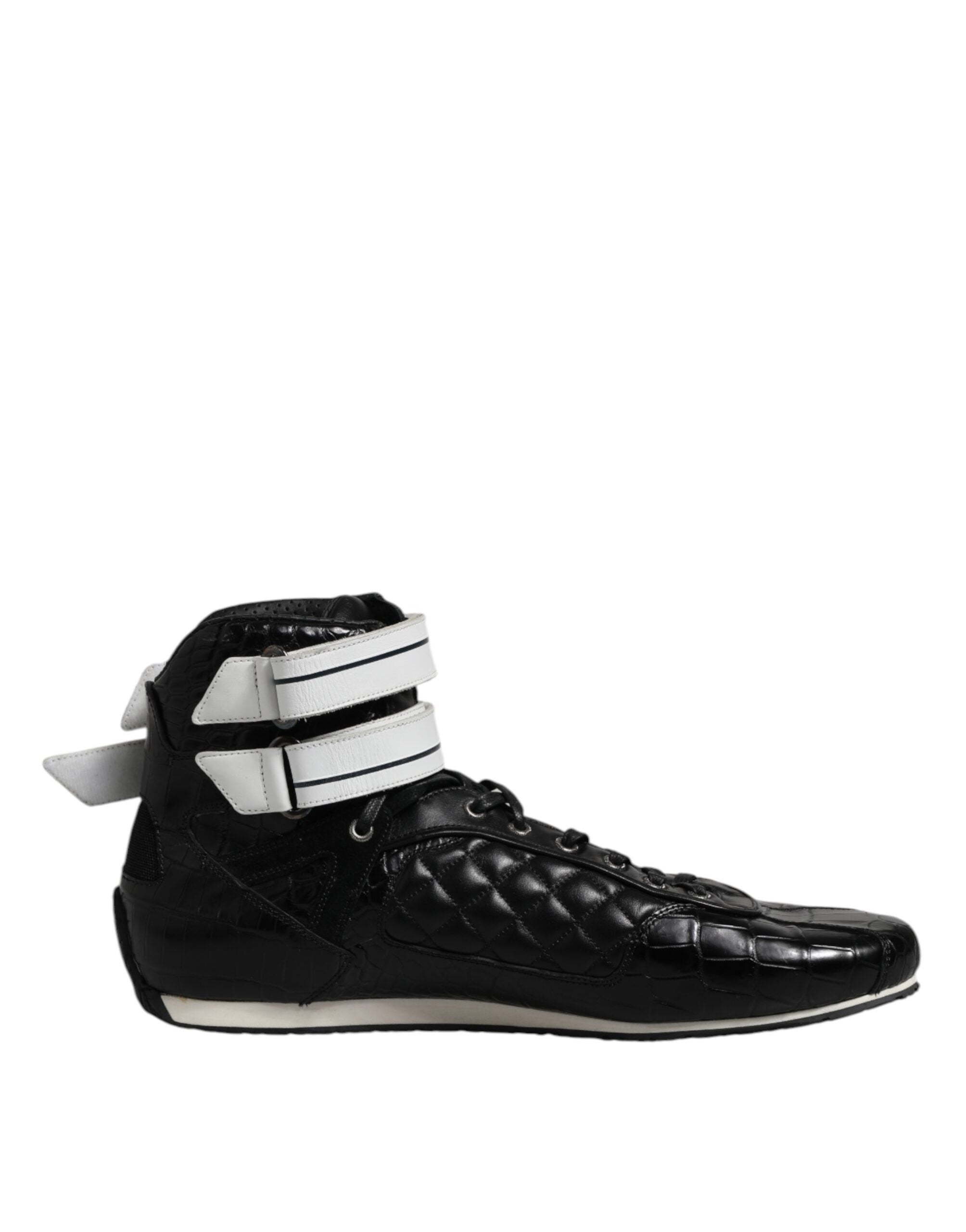 Dolce & Gabbana Schwarze gesteppte Leder Schnürschuhe