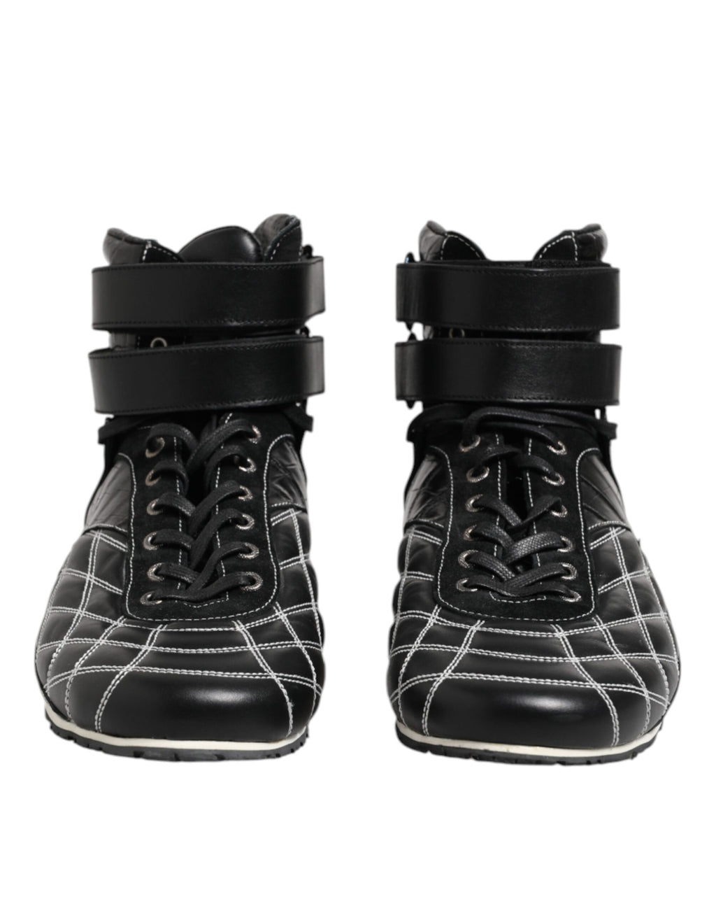 Dolce & Gabbana Black Quilted Leather Lace-Up Shoes