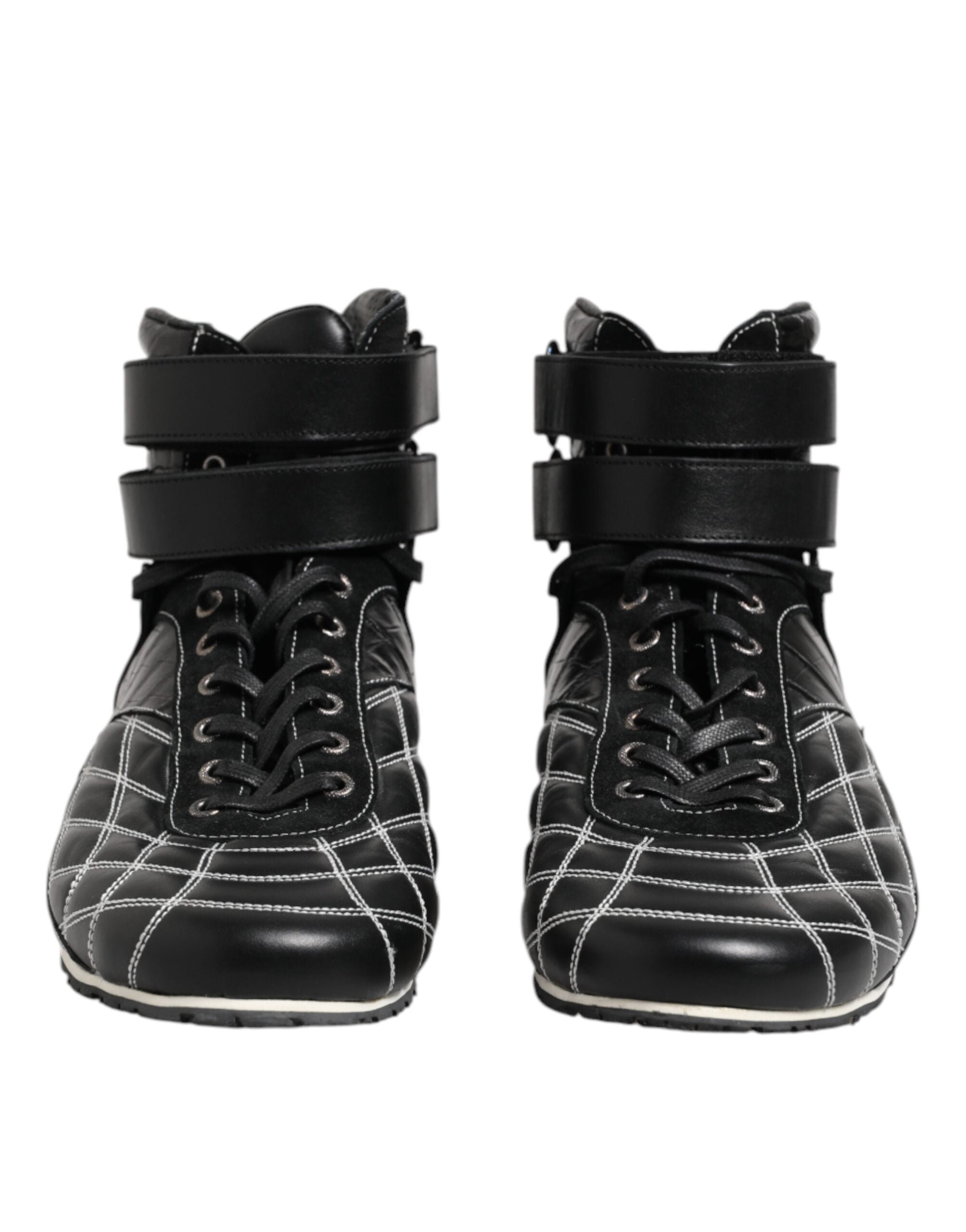 Dolce & Gabbana Black Quilted Leather Lace-Up Shoes