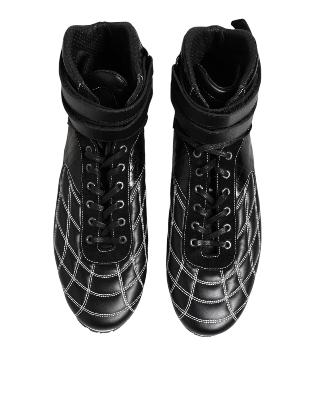 Dolce & Gabbana Black Quilted Leather Lace-Up Shoes