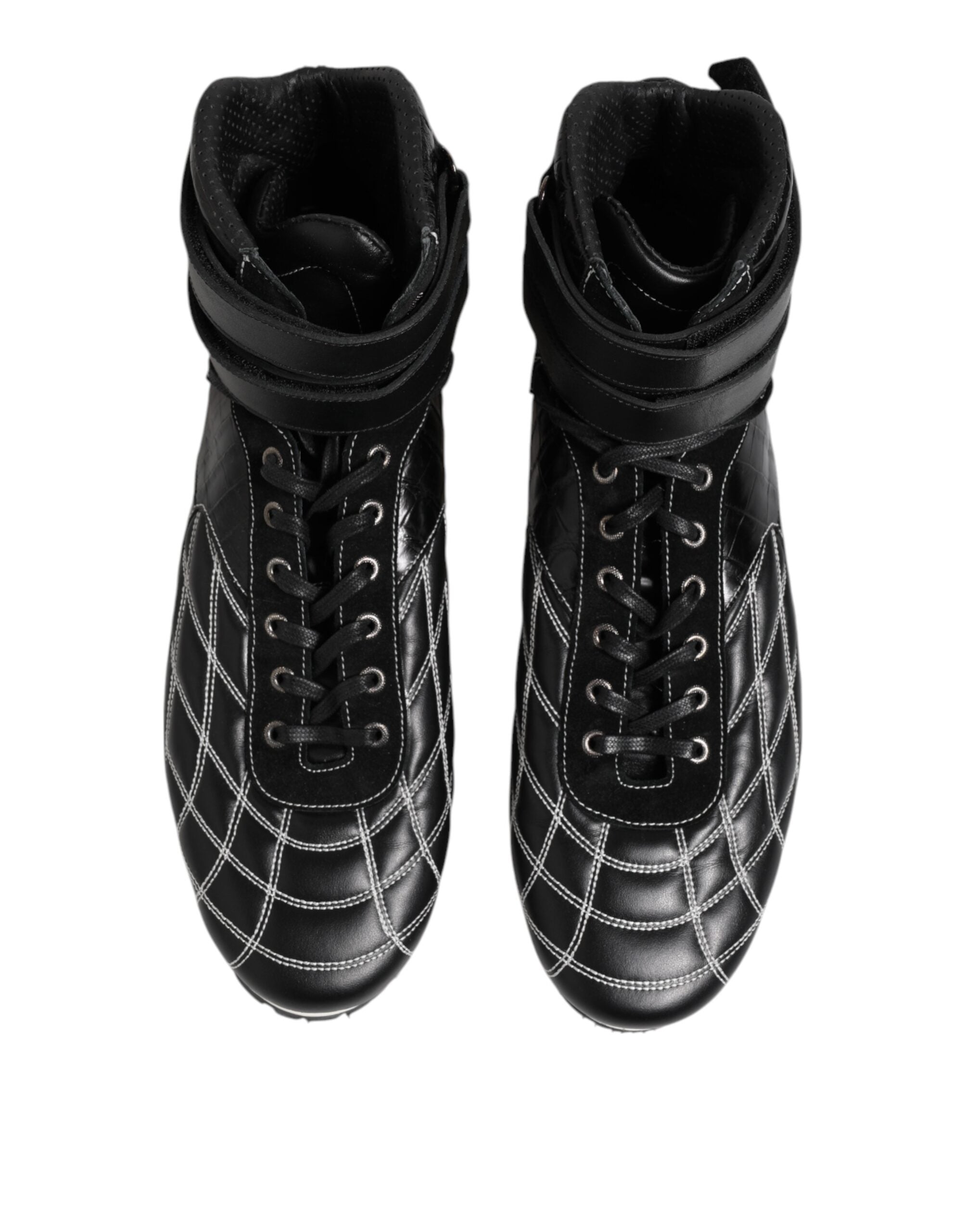 Dolce & Gabbana Black Quilted Leather Lace-Up Shoes