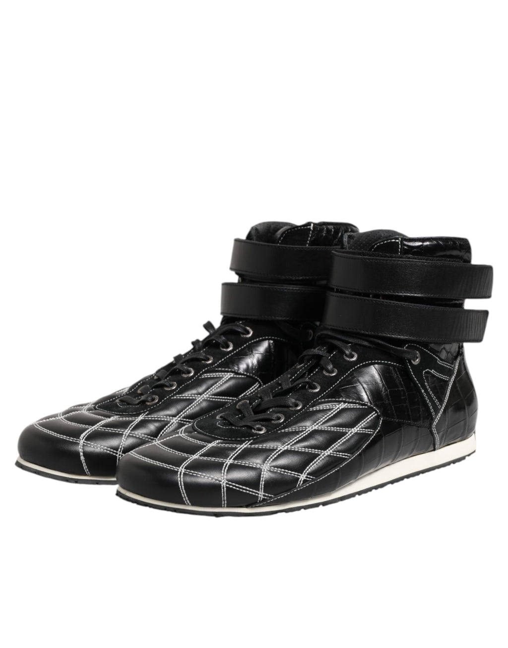 Dolce & Gabbana Black Quilted Leather Lace-Up Shoes