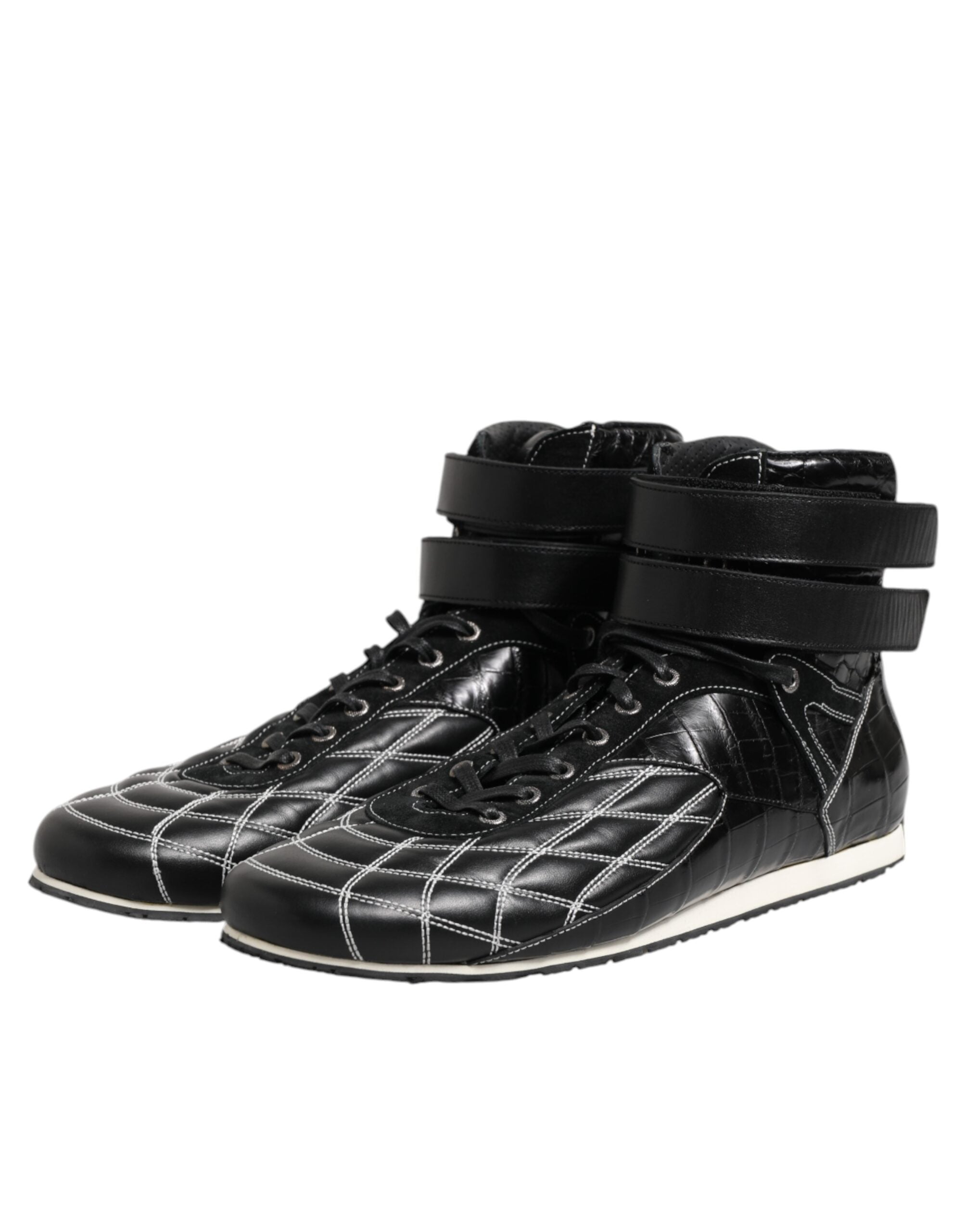 Dolce & Gabbana Black Quilted Leather Lace-Up Shoes