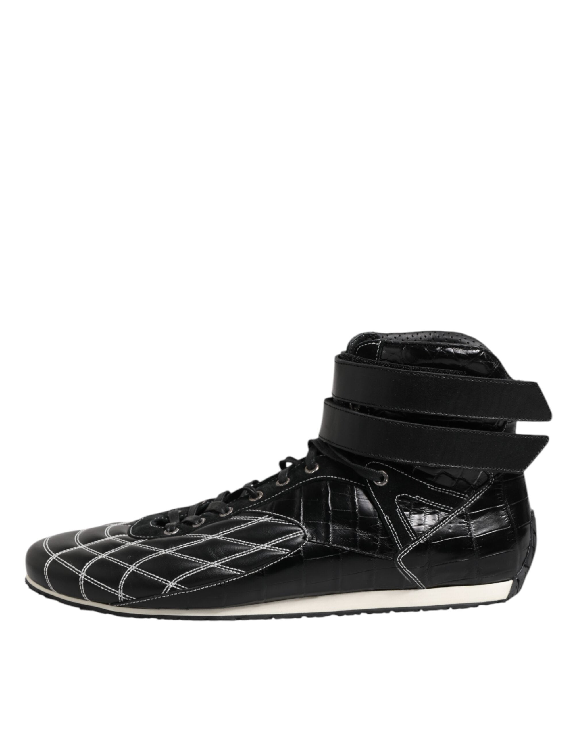 Dolce & Gabbana Black Quilted Leather Lace-Up Shoes