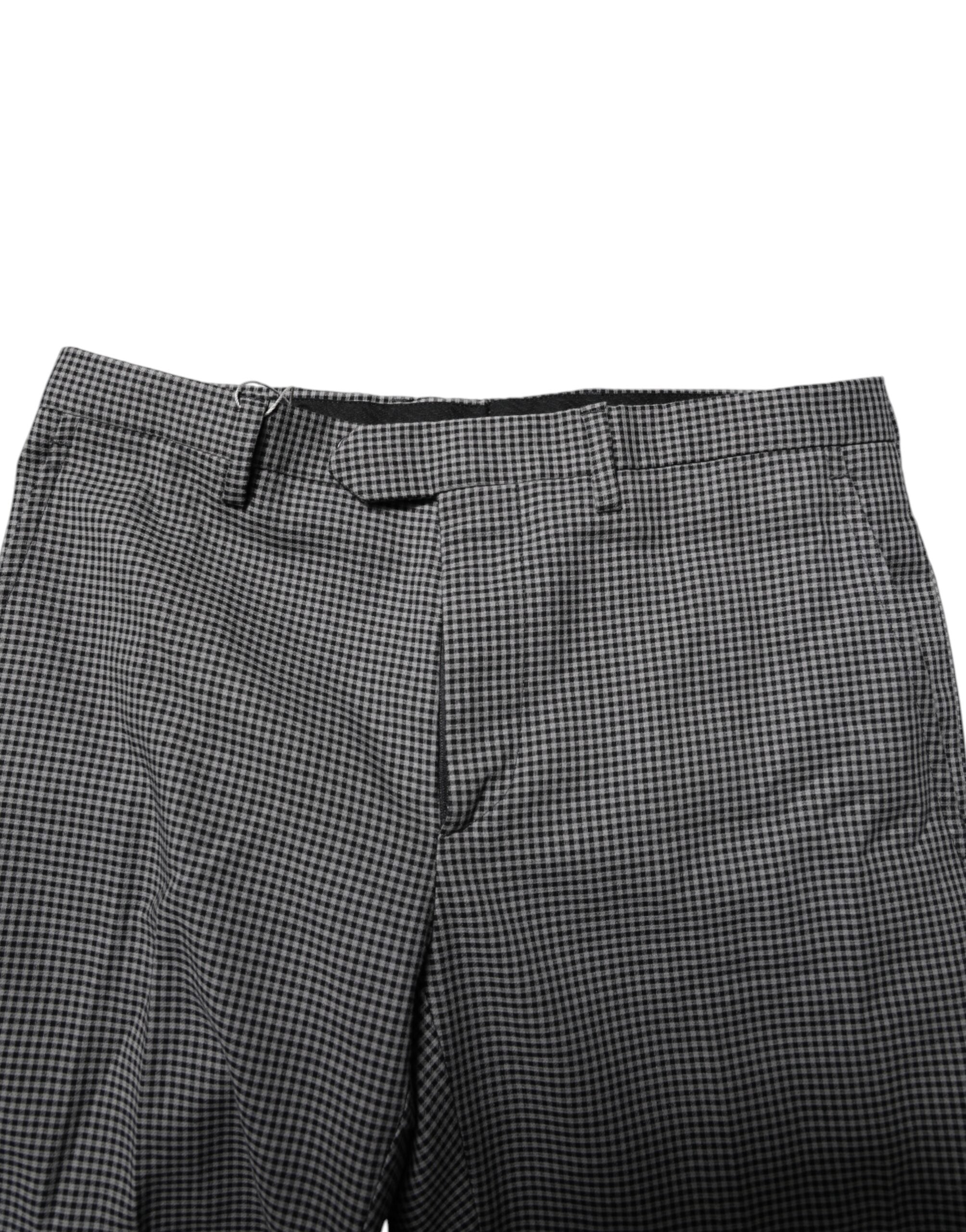 BENCIVENGA Schwarz-weiß karierte, spitz zulaufende Kleiderhosen
