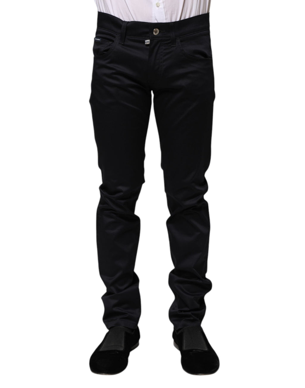 Dolce & Gabbana Schwarze Skinny-Hose mit mittlerer Taille aus Baumwolle