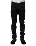 Dolce & Gabbana Schwarze Skinny-Hose mit mittlerer Taille aus Baumwolle