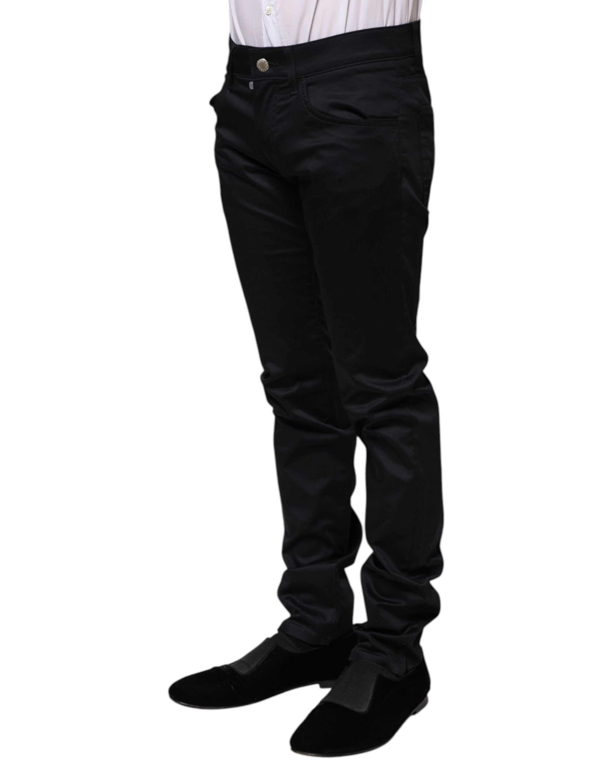 Dolce & Gabbana Schwarze Skinny-Hose mit mittlerer Taille aus Baumwolle