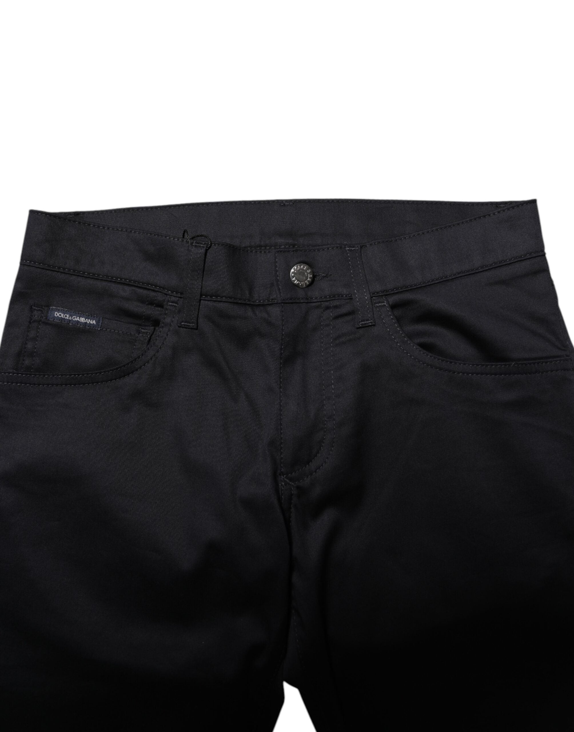 Dolce & Gabbana Schwarze Skinny-Hose mit mittlerer Taille aus Baumwolle