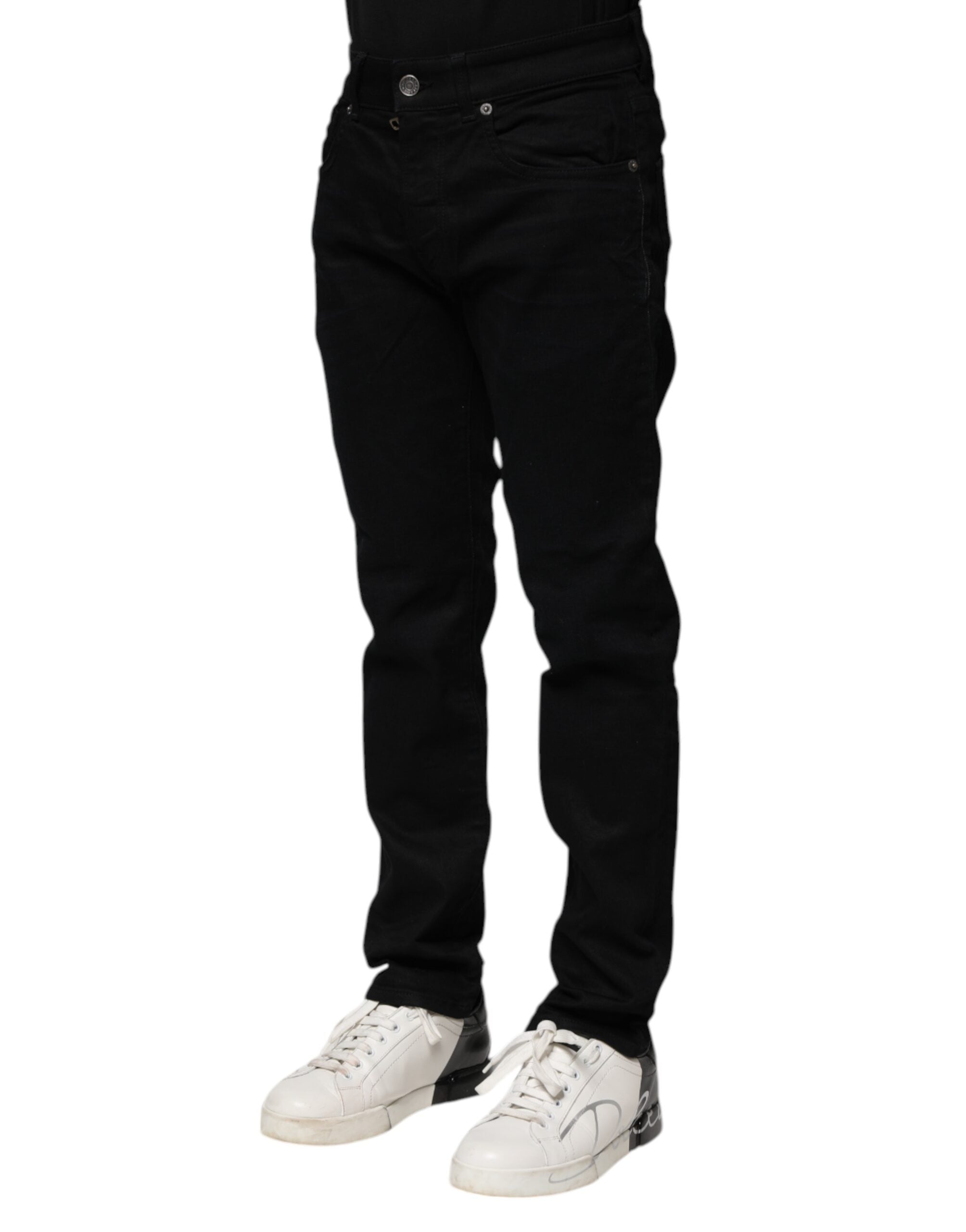 Dolce & Gabbana Schwarze Skinny-Denim-Jeans aus Baumwolle