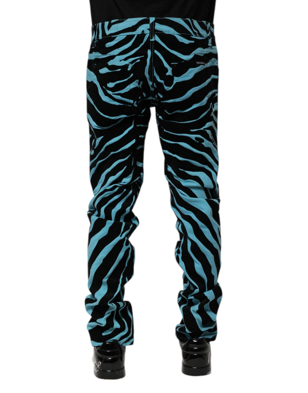 Dolce & Gabbana Black-Blue Striped Skinny Denim Jeans