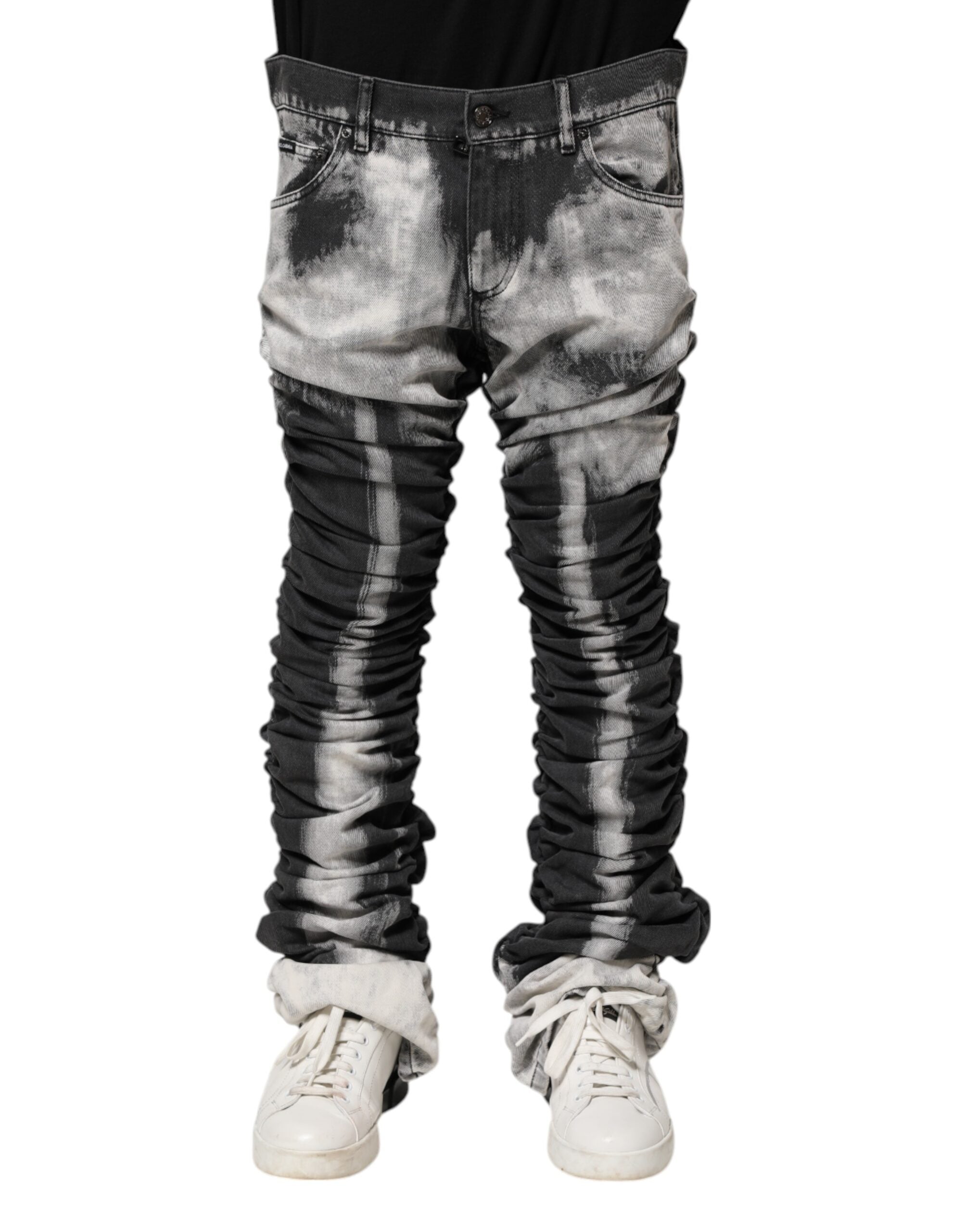 Dolce & Gabbana Black Tie-Dye Straight Denim Jeans