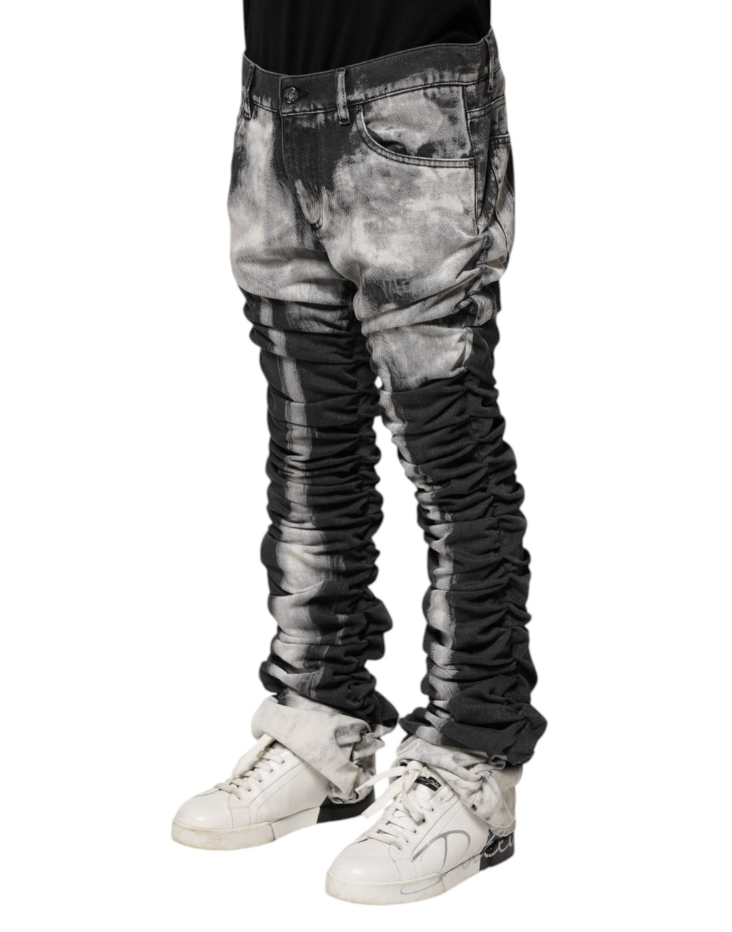 Dolce & Gabbana Black Tie-Dye Straight Denim Jeans