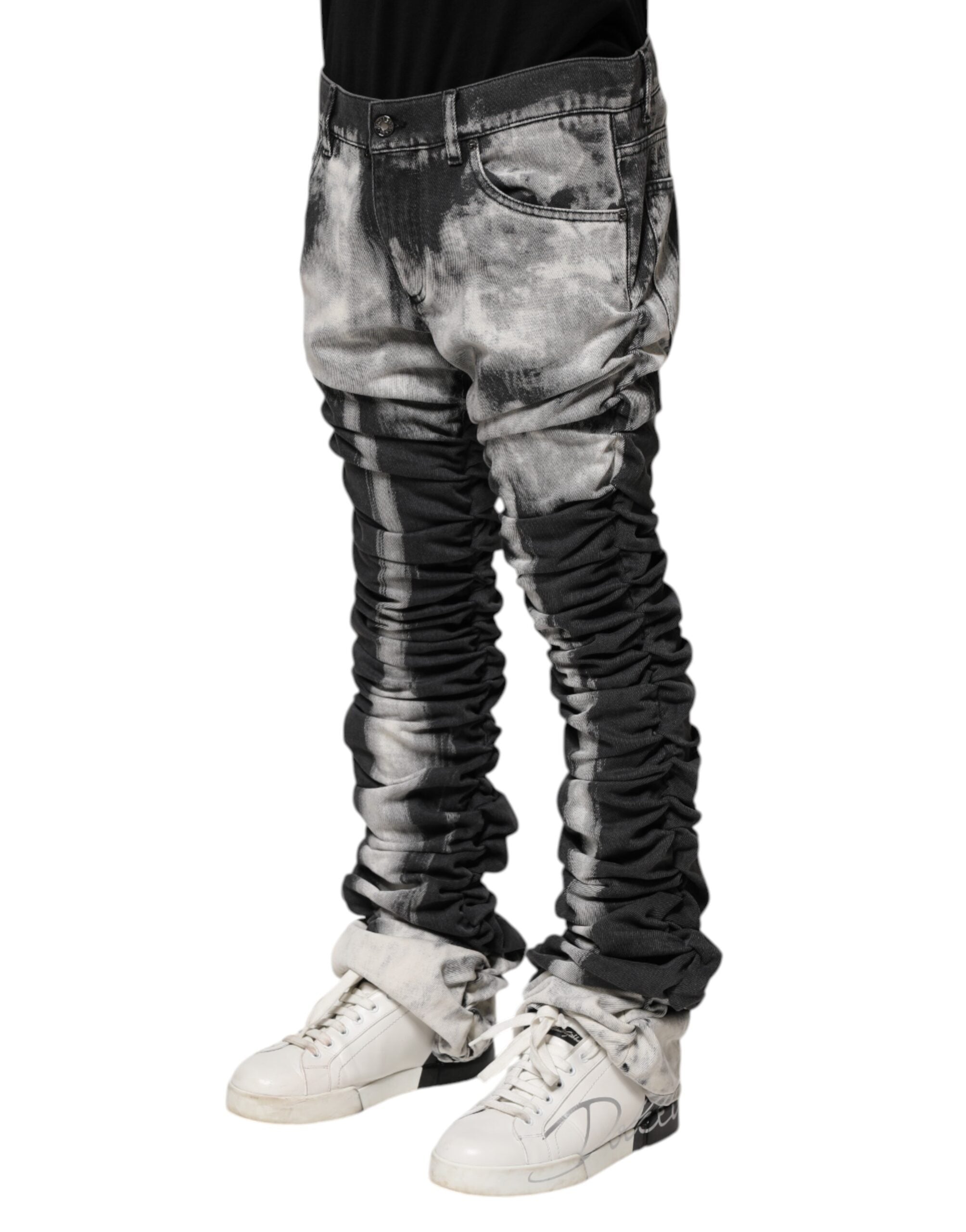 Dolce & Gabbana Black Tie-Dye Straight Denim Jeans