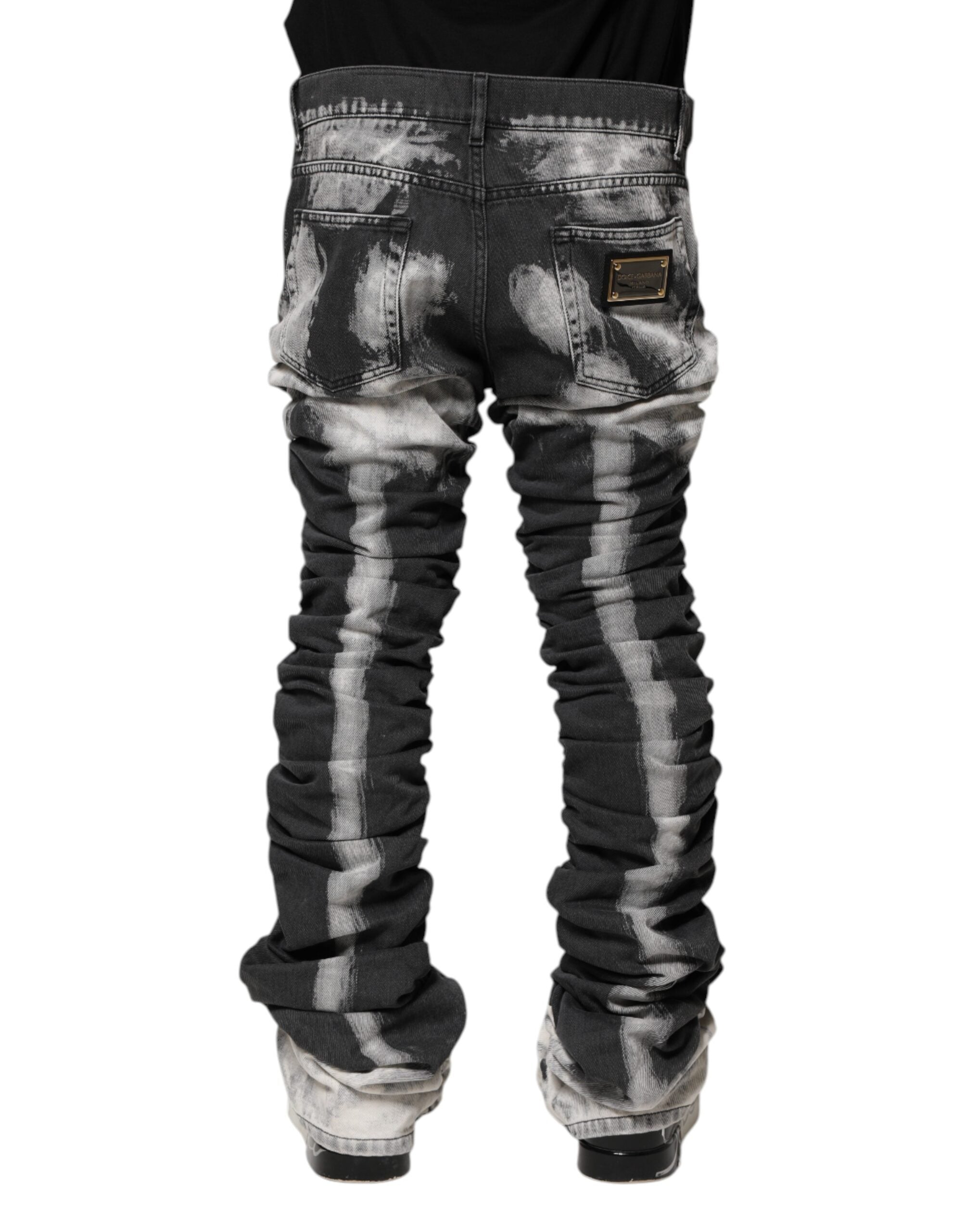 Dolce & Gabbana Black Tie-Dye Straight Denim Jeans