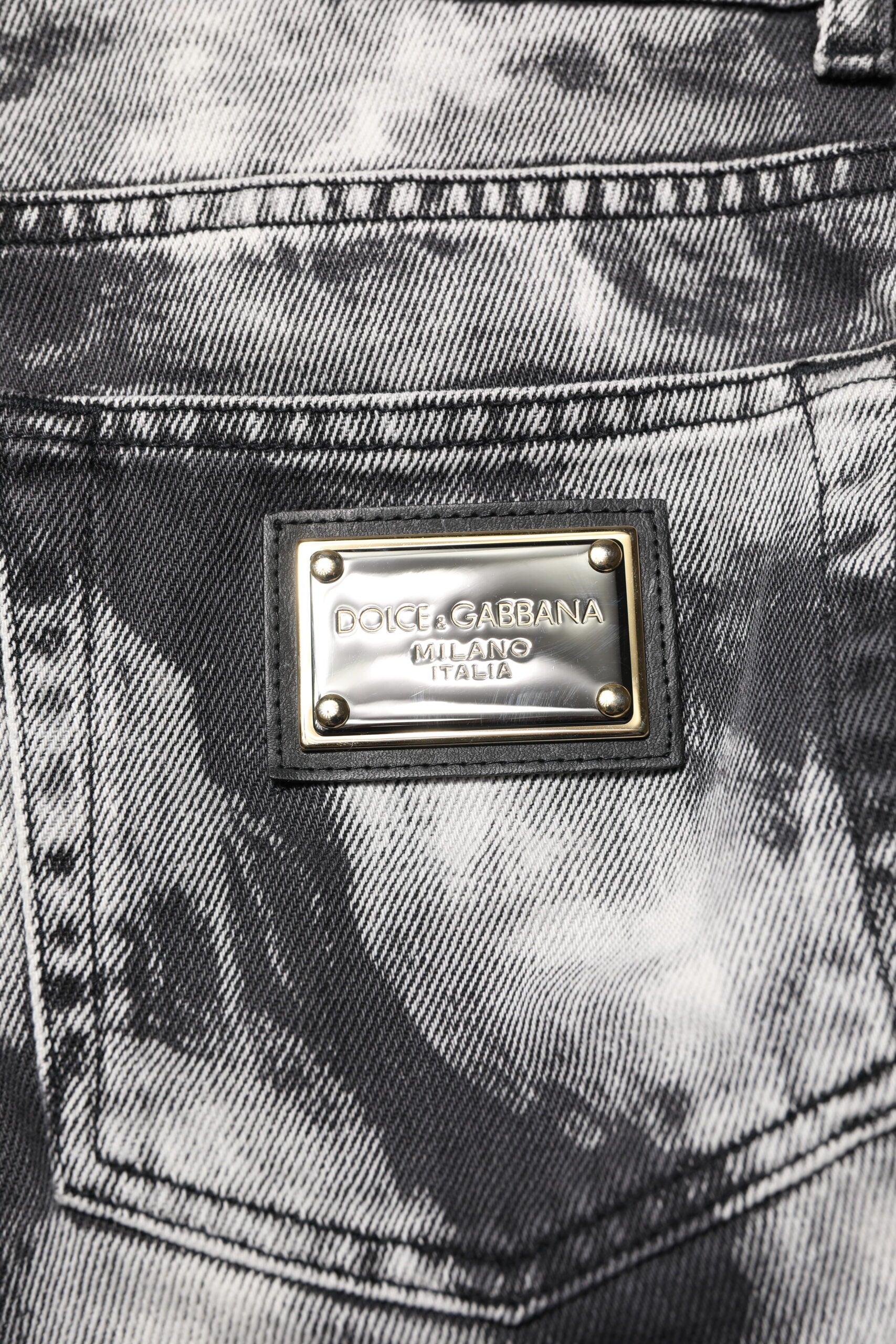 Dolce & Gabbana Black Tie-Dye Straight Denim Jeans