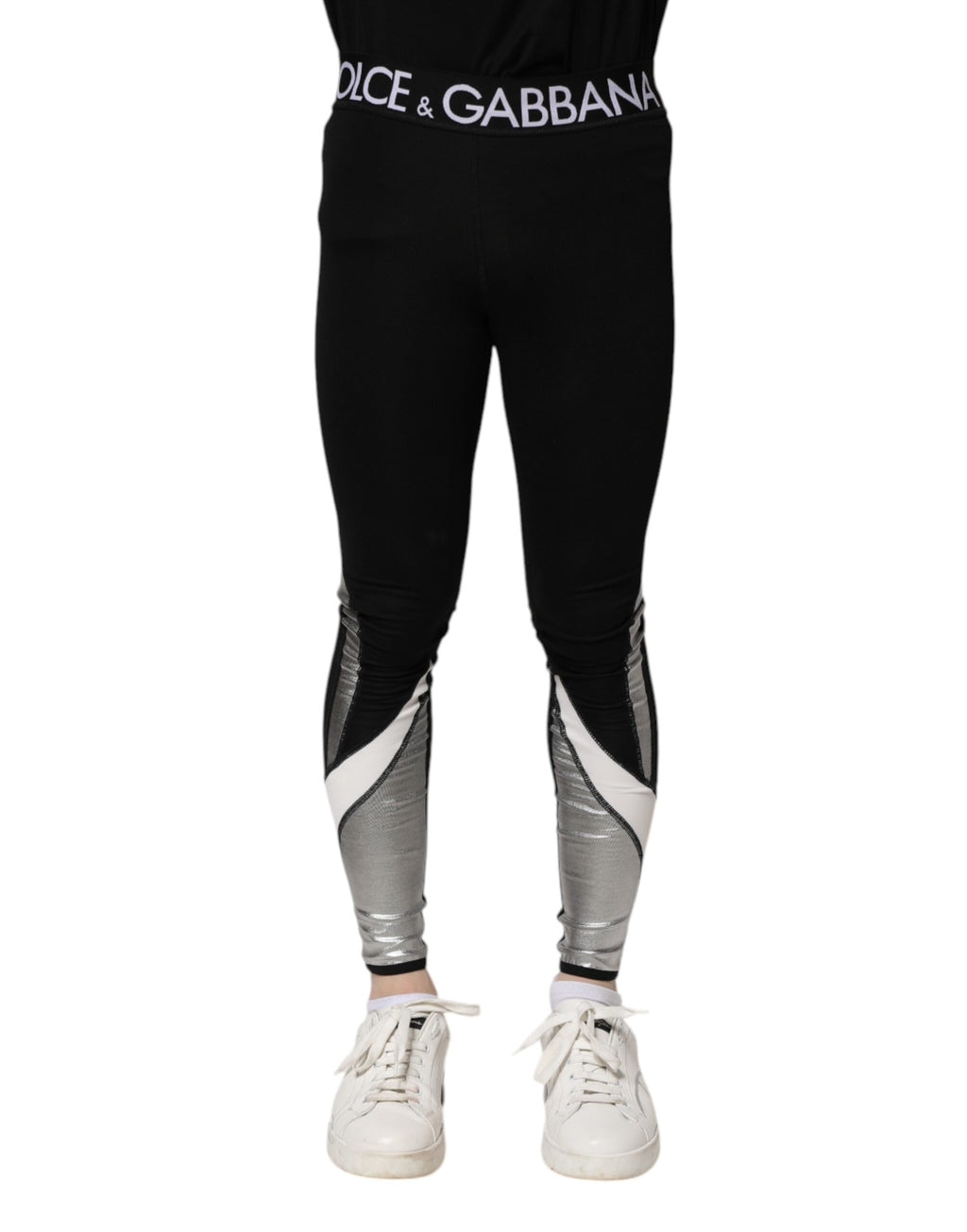 Dolce & Gabbana Black Silver Nylon Skinny Men's Leggings Pants