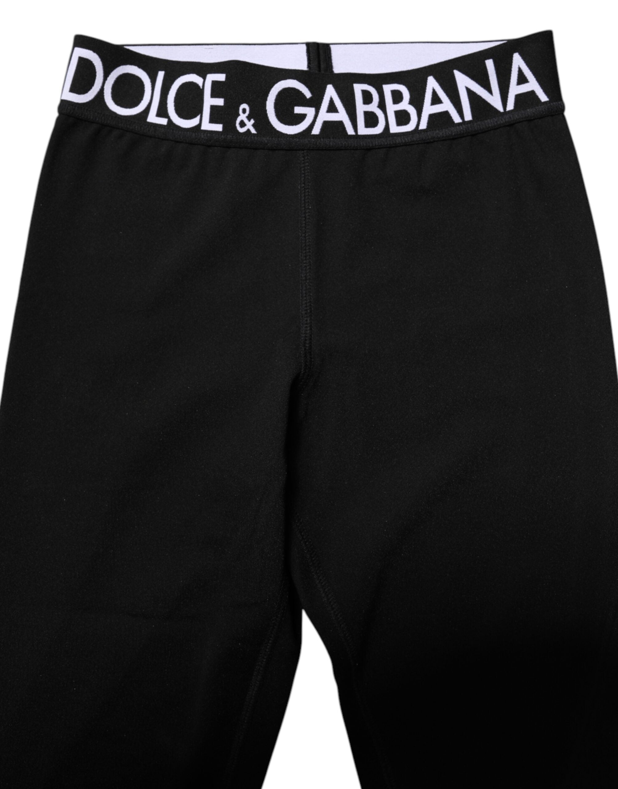 Dolce & Gabbana Black Silver Nylon Skinny Men's Leggings Pants
