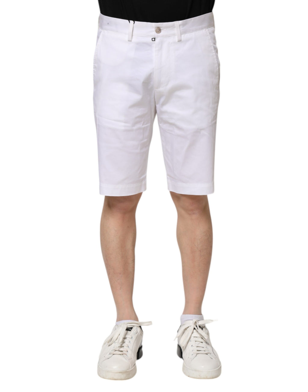 Dolce & Gabbana White Cotton-Stretch Men's Denim Bermuda Shorts
