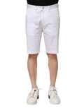 Dolce & Gabbana White Cotton-Stretch Men's Denim Bermuda Shorts
