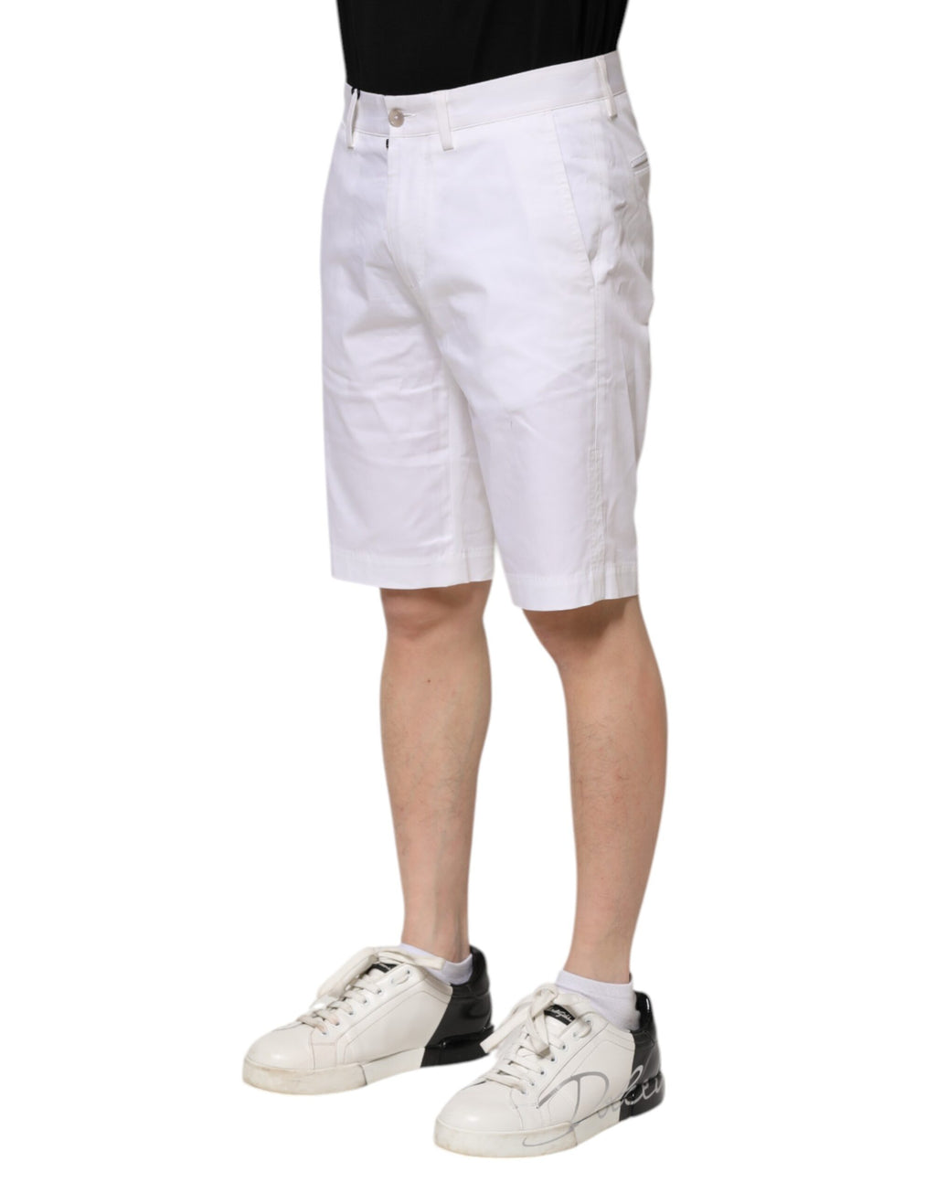 Dolce & Gabbana White Cotton-Stretch Men's Denim Bermuda Shorts