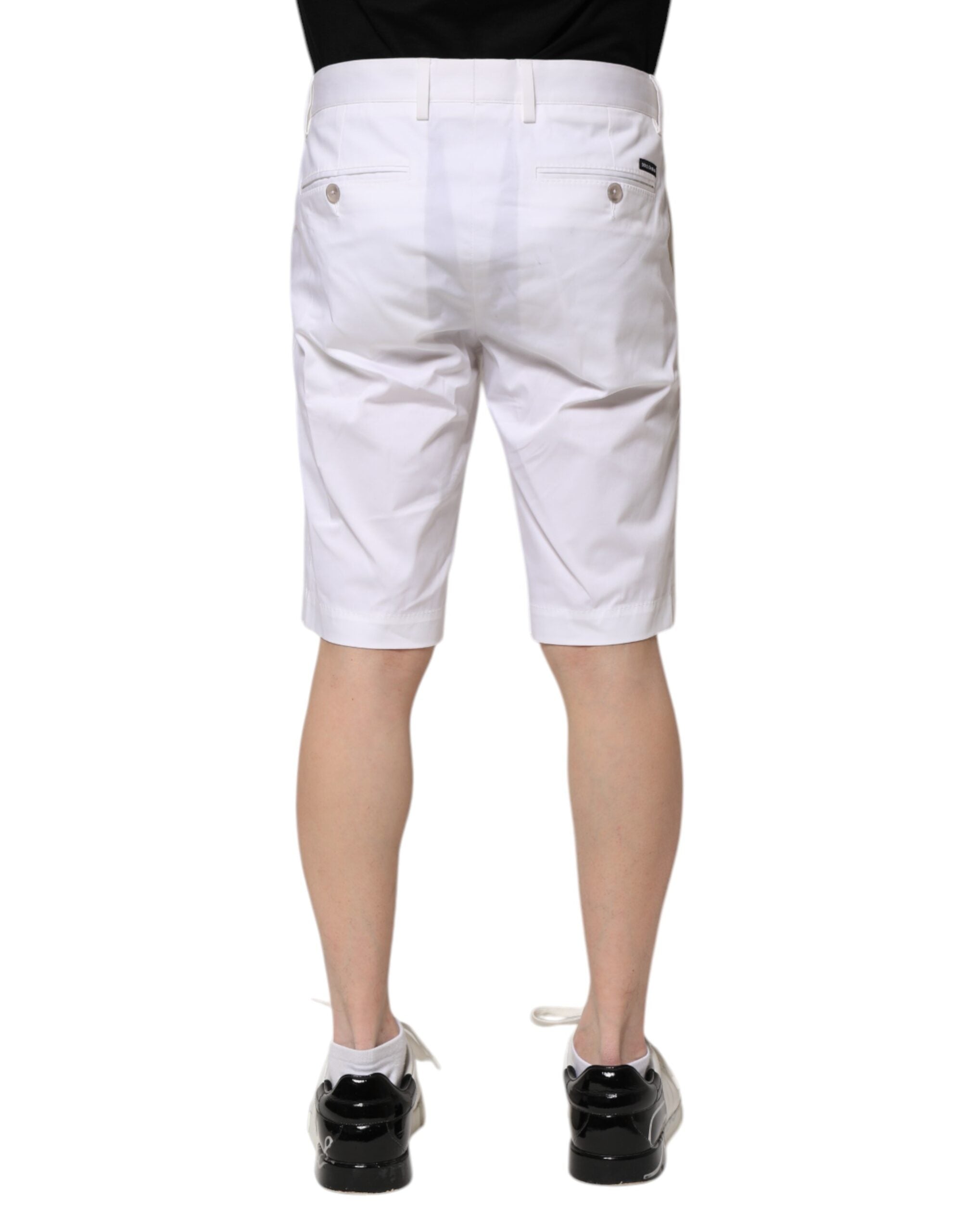 Dolce & Gabbana White Cotton-Stretch Men's Denim Bermuda Shorts
